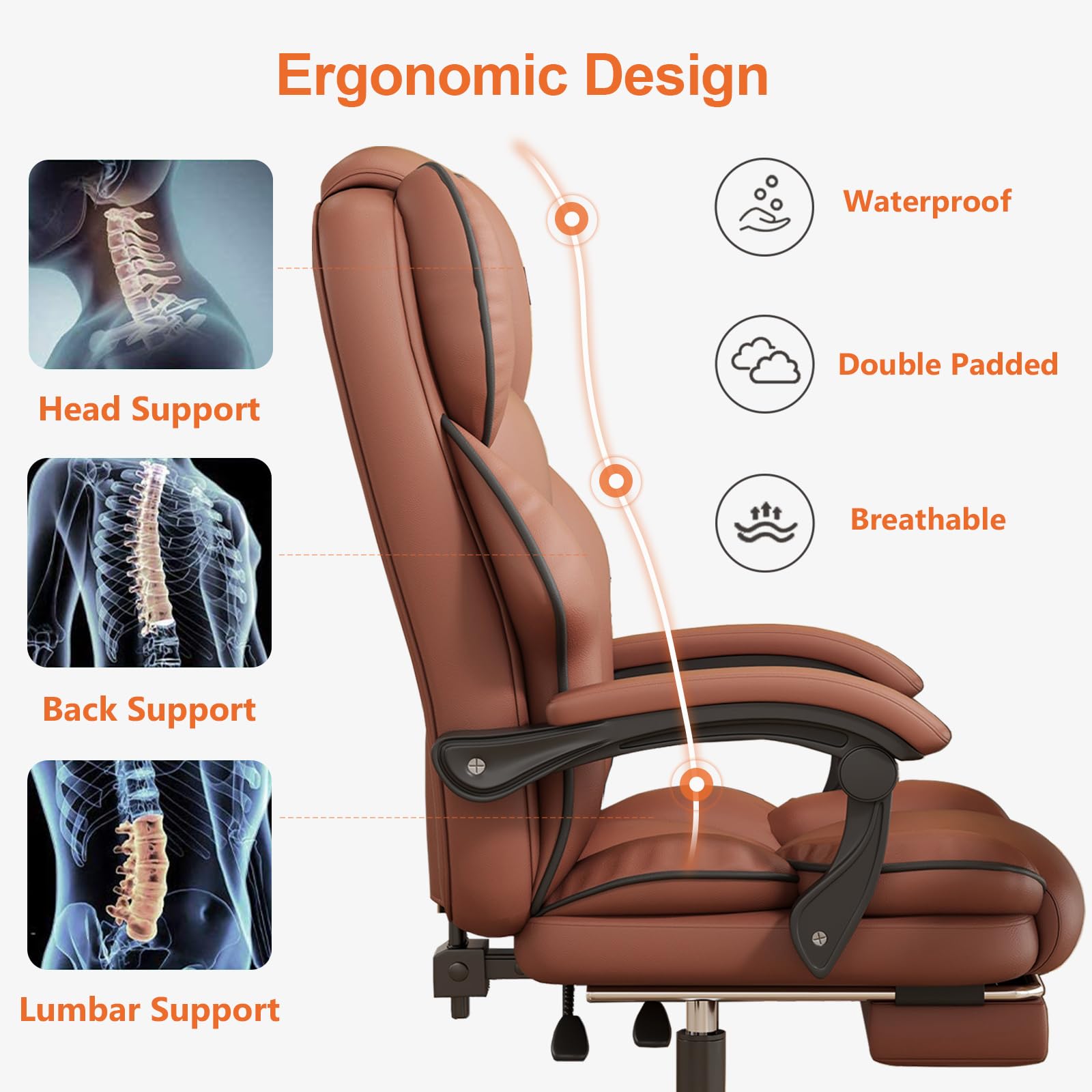 High Back Executive Office Chair with Footrest