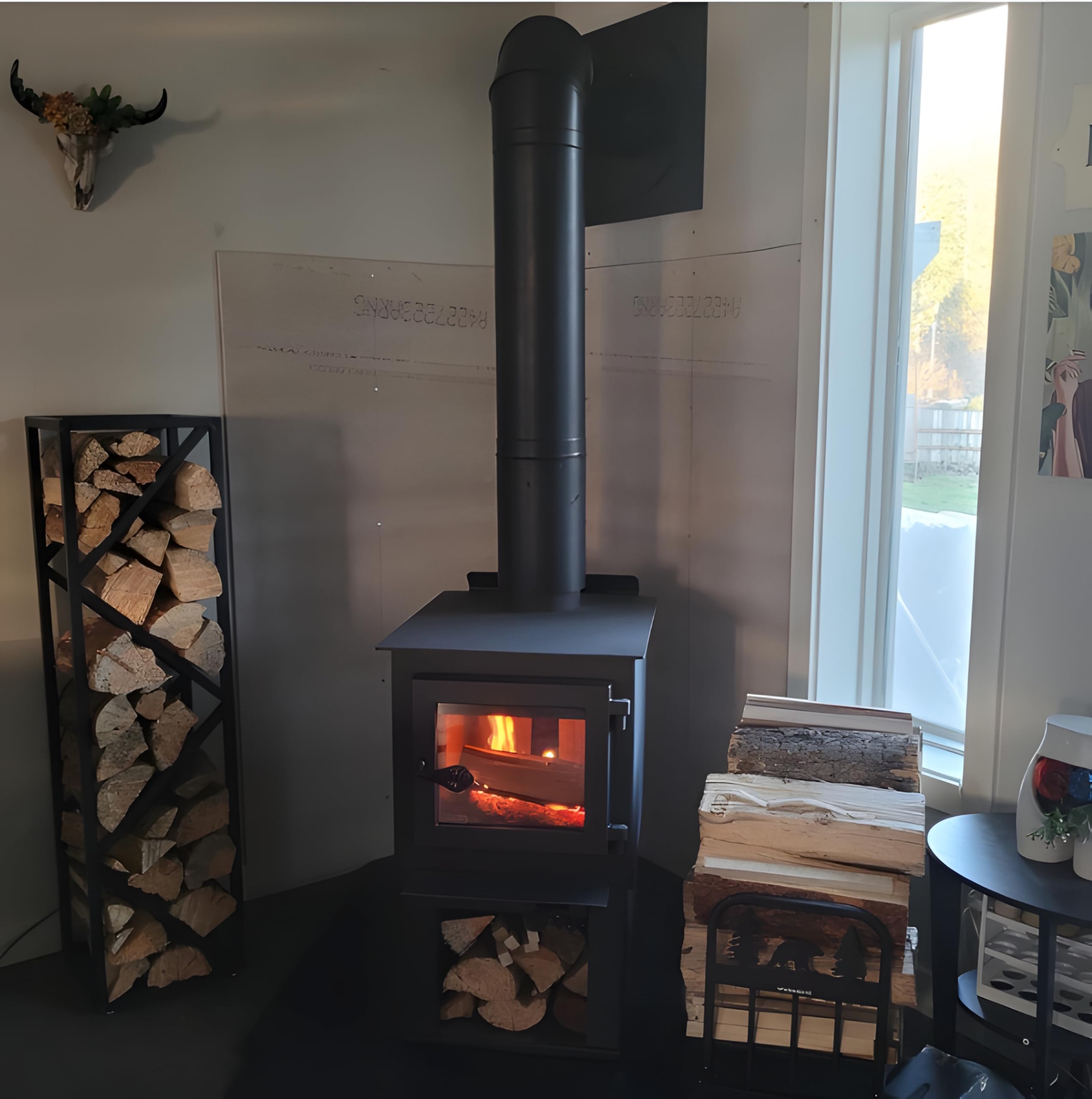 Indoor Firewood Rack with Adjustable Feet