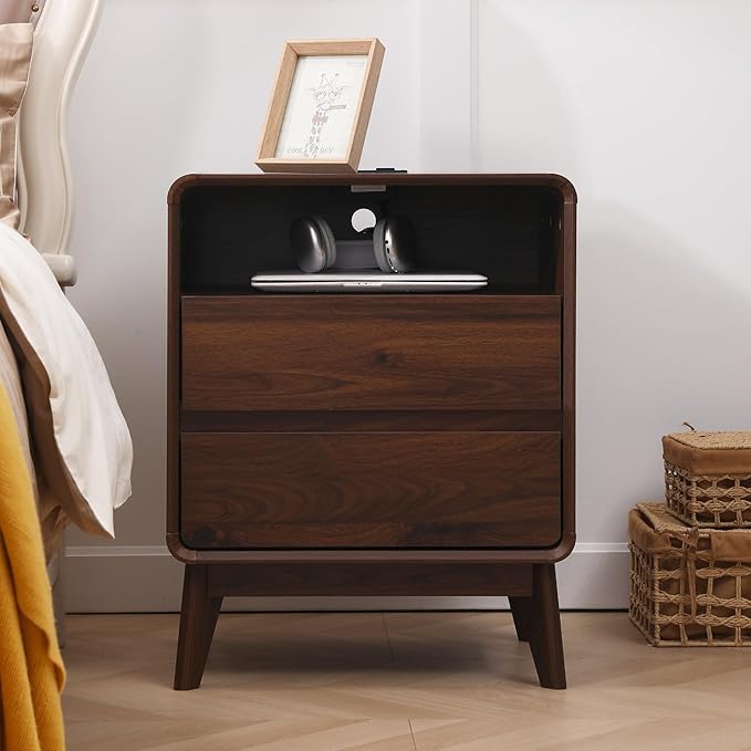 Mid-Century Nightstand with 2 Drawers