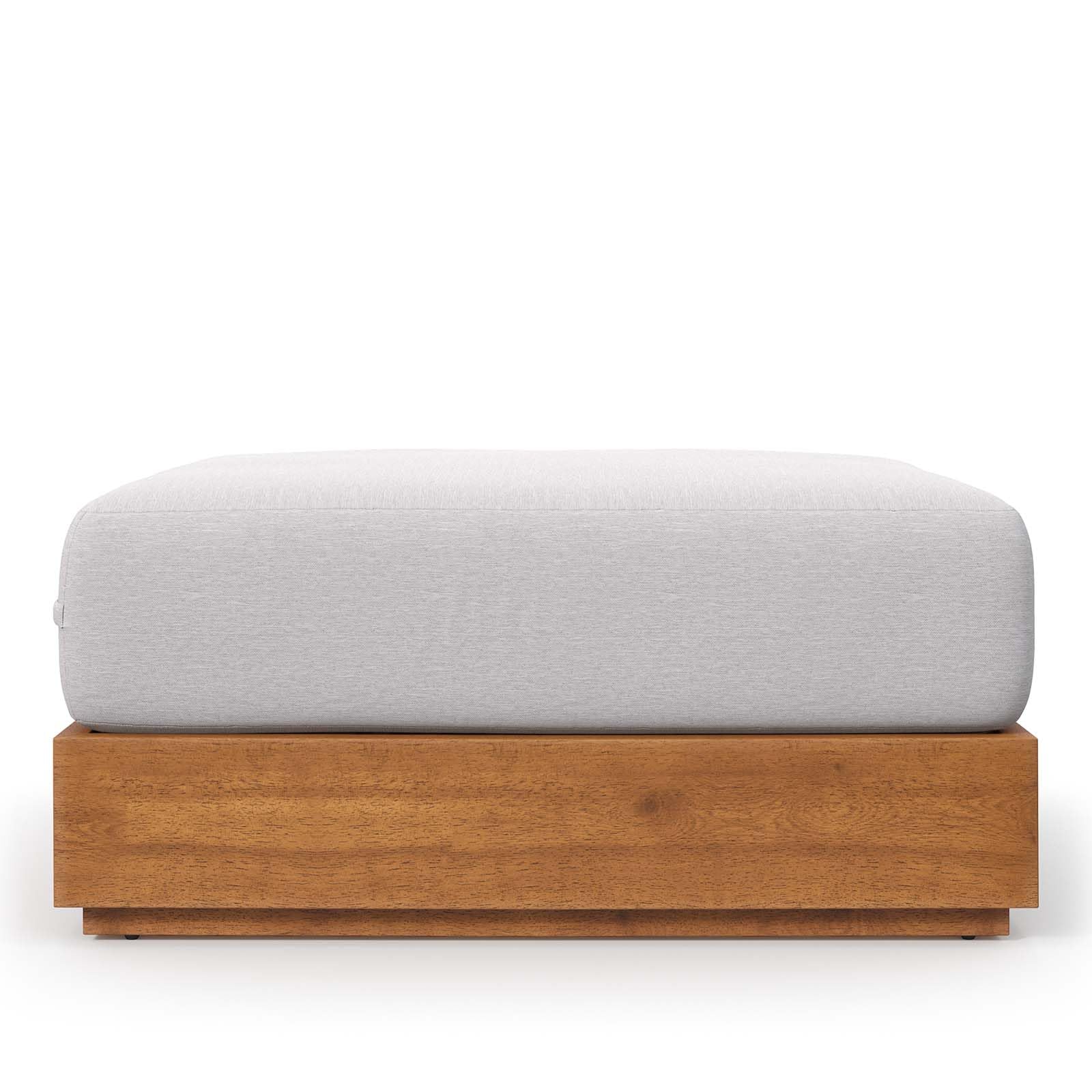 Acacia Wood Outdoor Ottoman Natural Light Gray