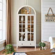Arched Cabinet with Glass Doors and Adjustable Shelves