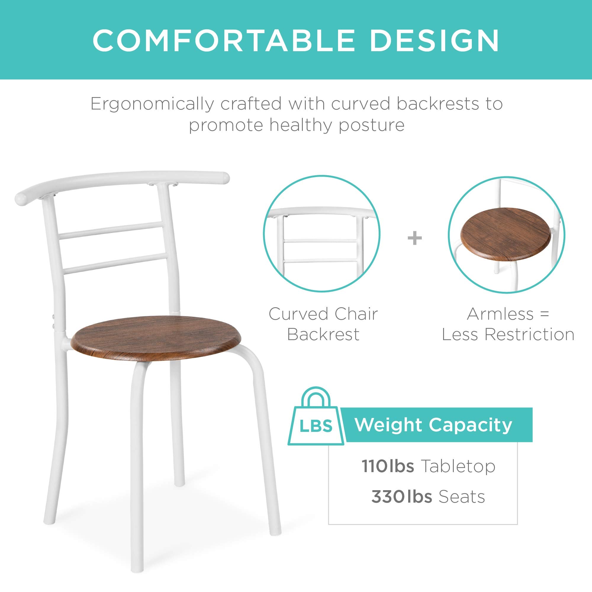 3-Piece Wooden Round Dining Table Set with Wine Rack