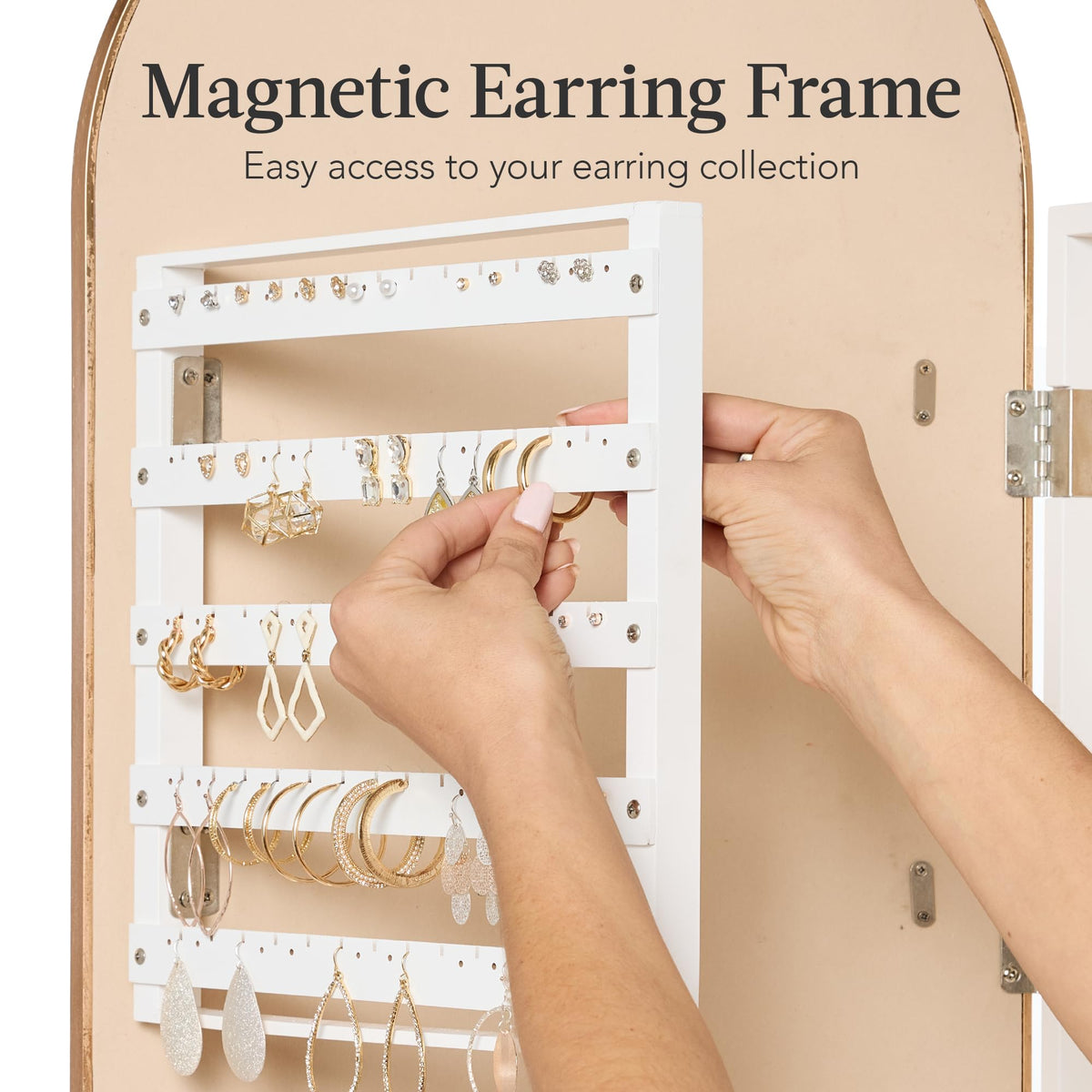 Arch Mirror Jewelry Cabinet with Full-Length Mirror