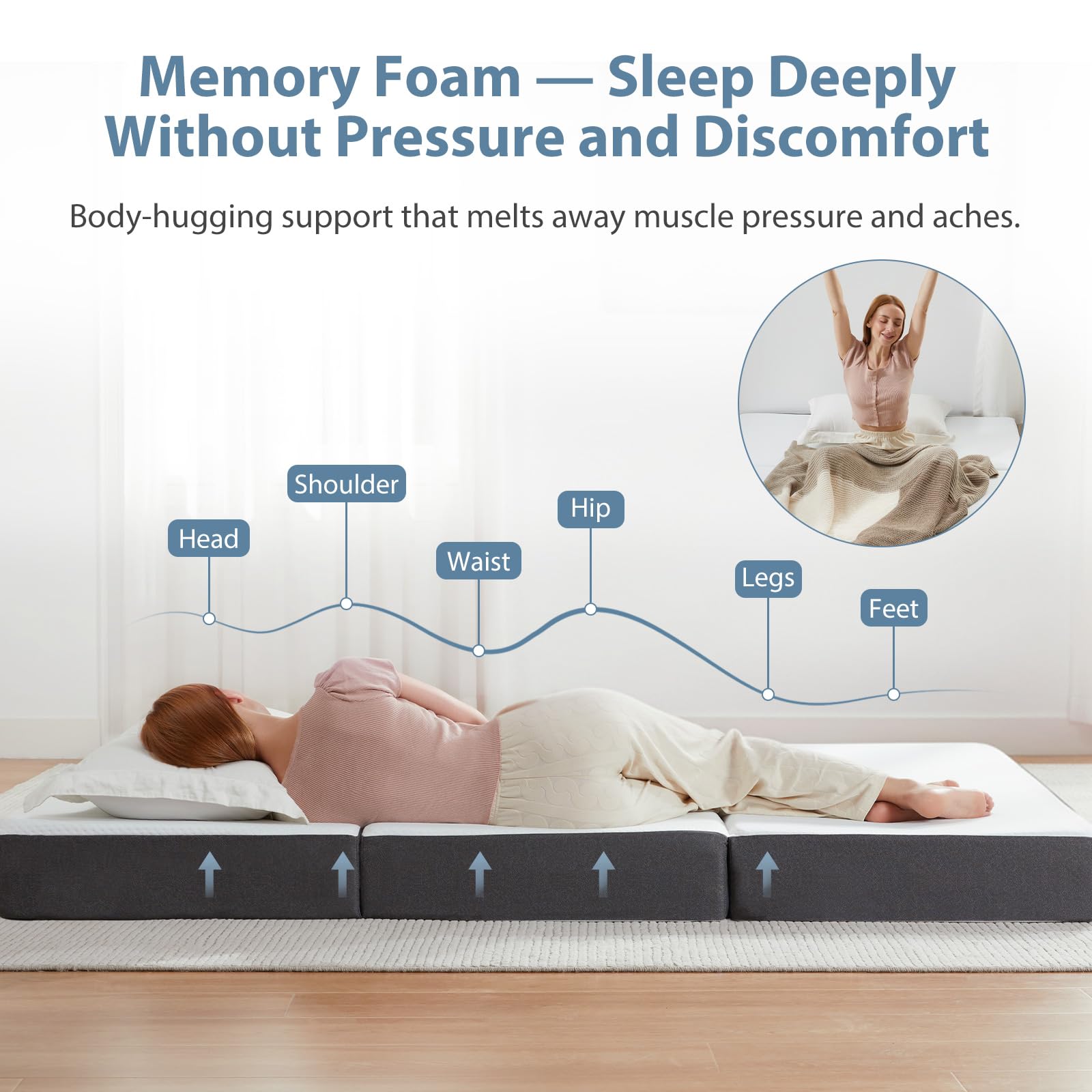 Queen Size Tri-Fold Memory Foam Mattress 78" x 58" x 6"