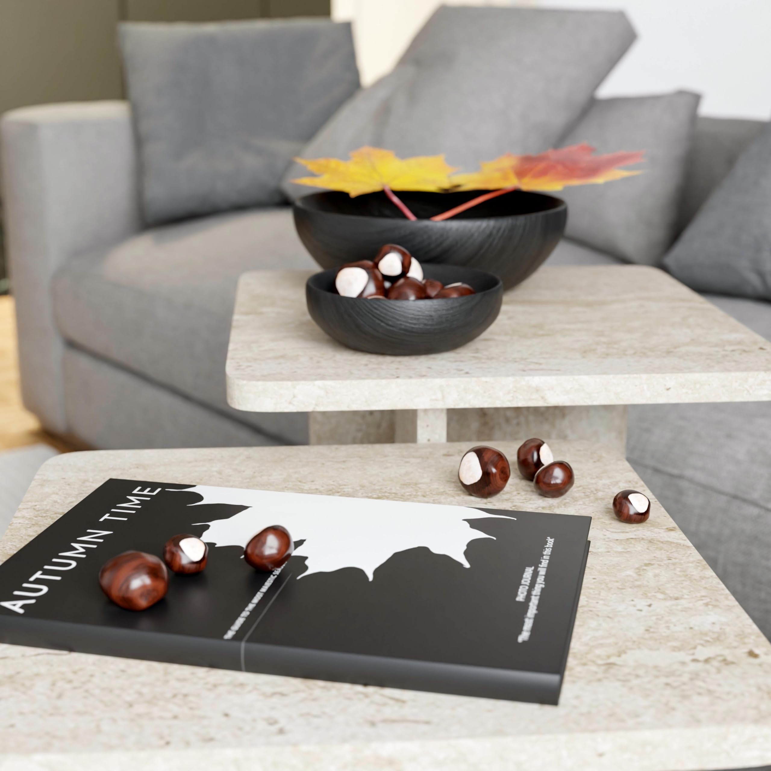 Travertine Square Nesting Coffee Table Set