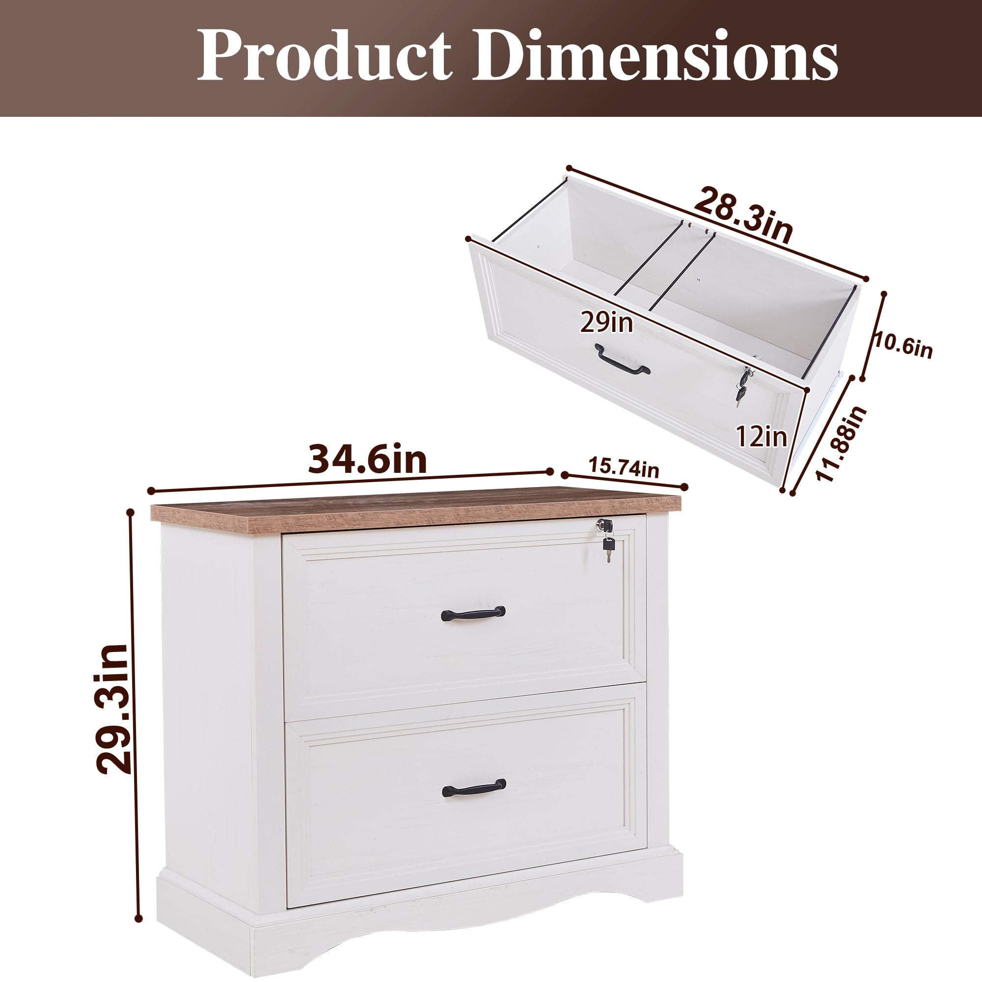 Farmhouse File Cabinet with 2 Drawers