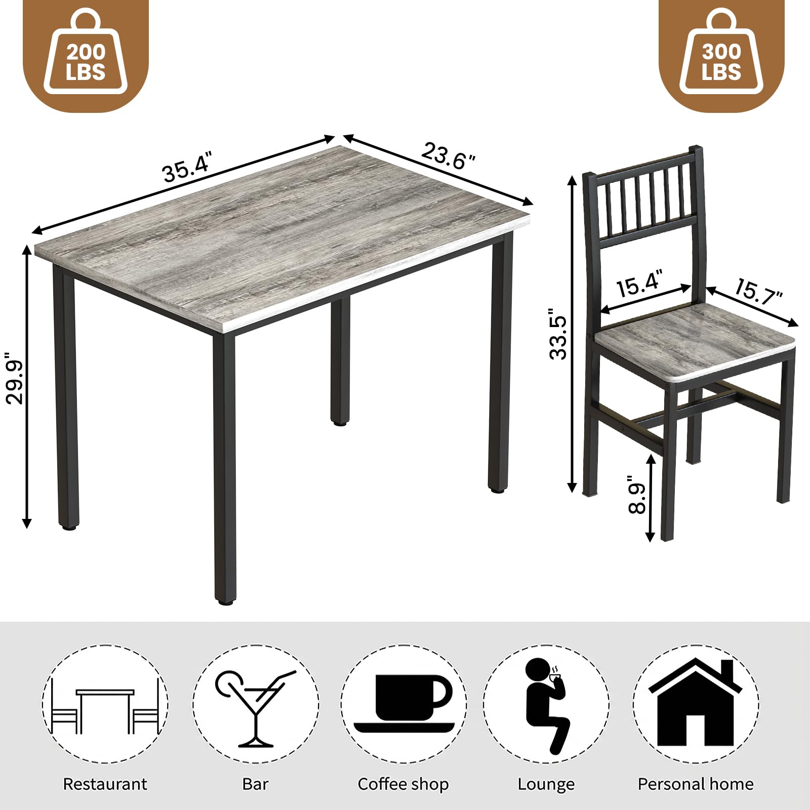 3-Piece Dining Table Set with Chairs
