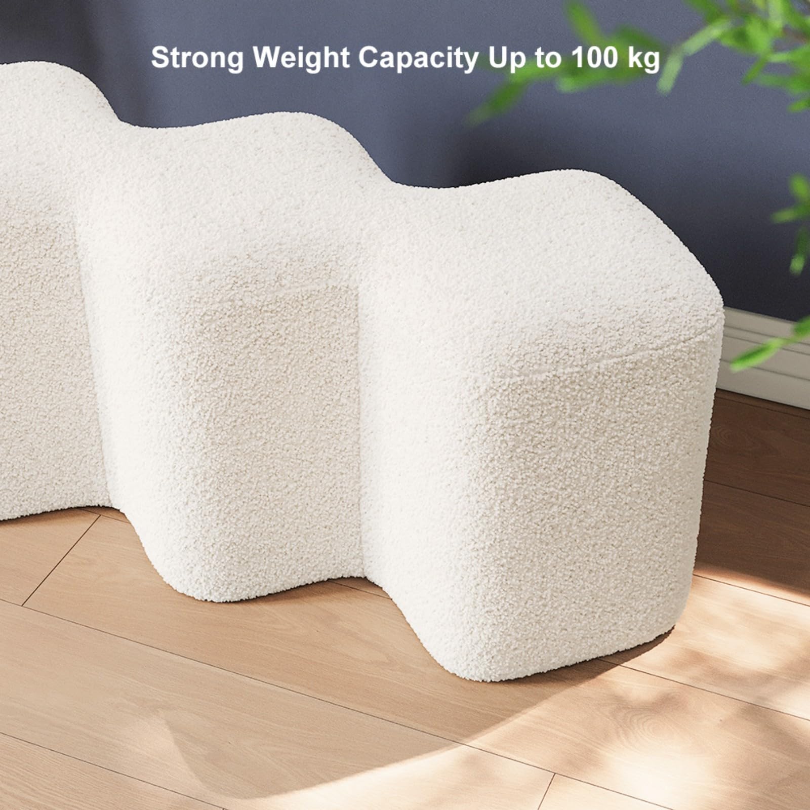 Modern Boucle Upholstered Entryway Bench with Wooden Frame