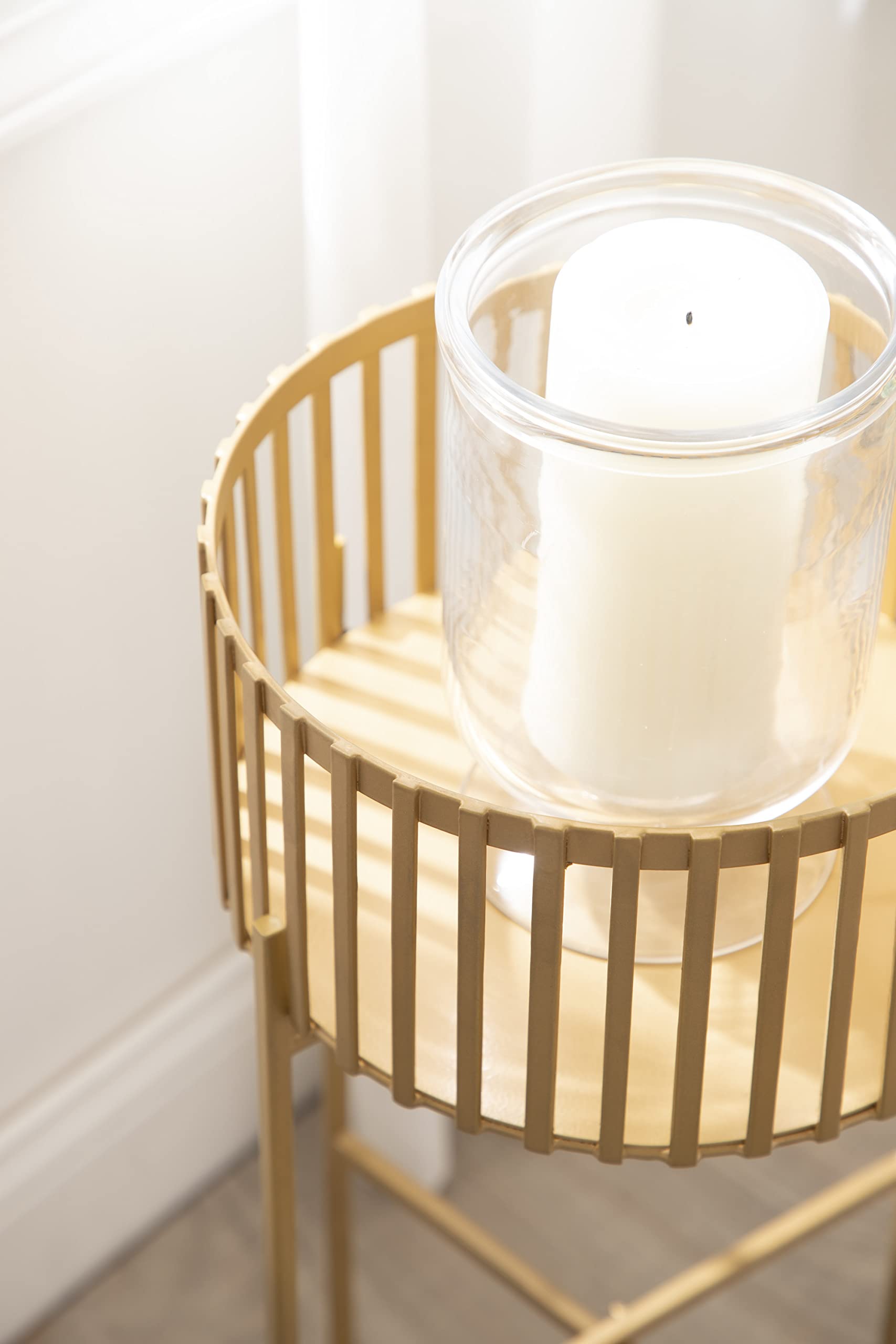 Modern Two-Piece Shallow Metal Plant Stand Set