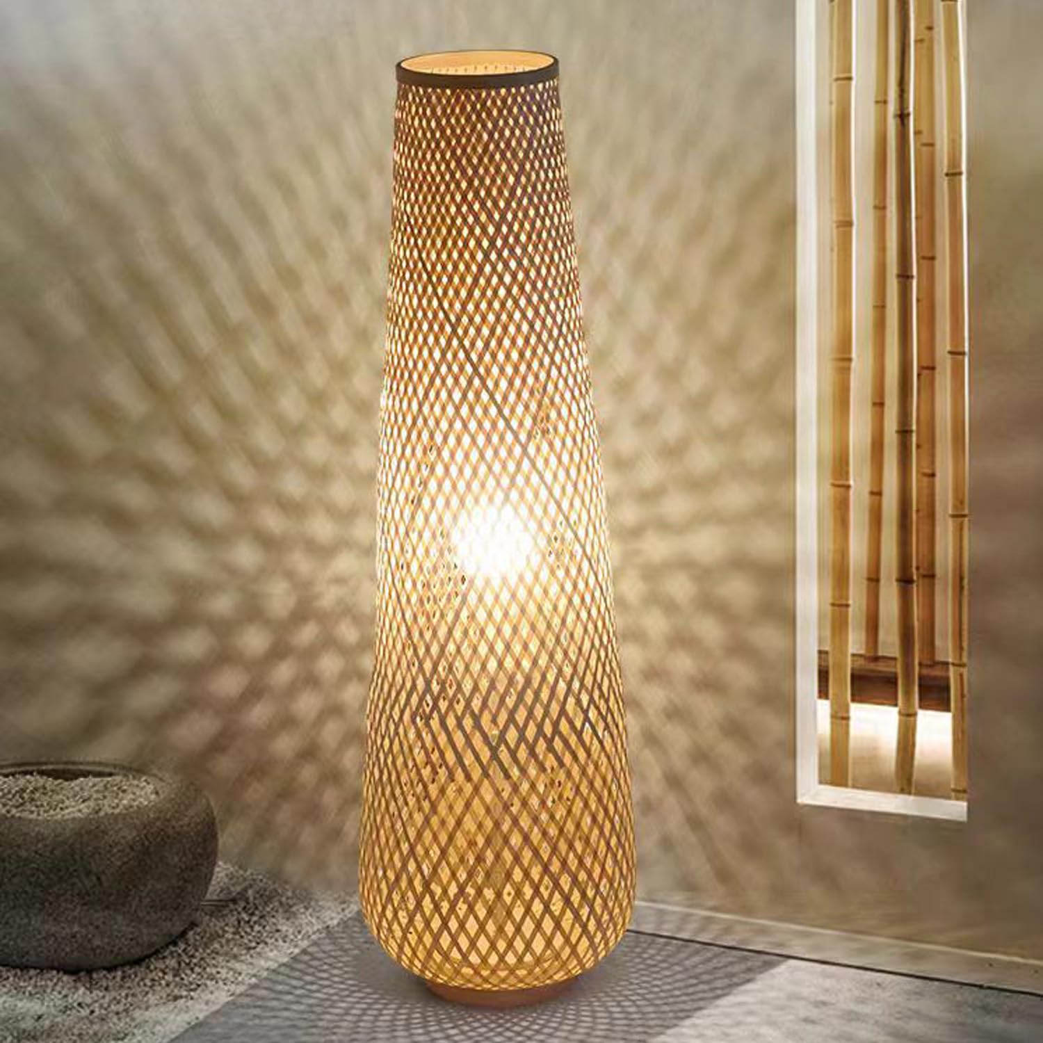 Hand-Woven Bamboo Floor Lamp