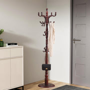 Wooden Freestanding Coat Rack with 14 Hooks