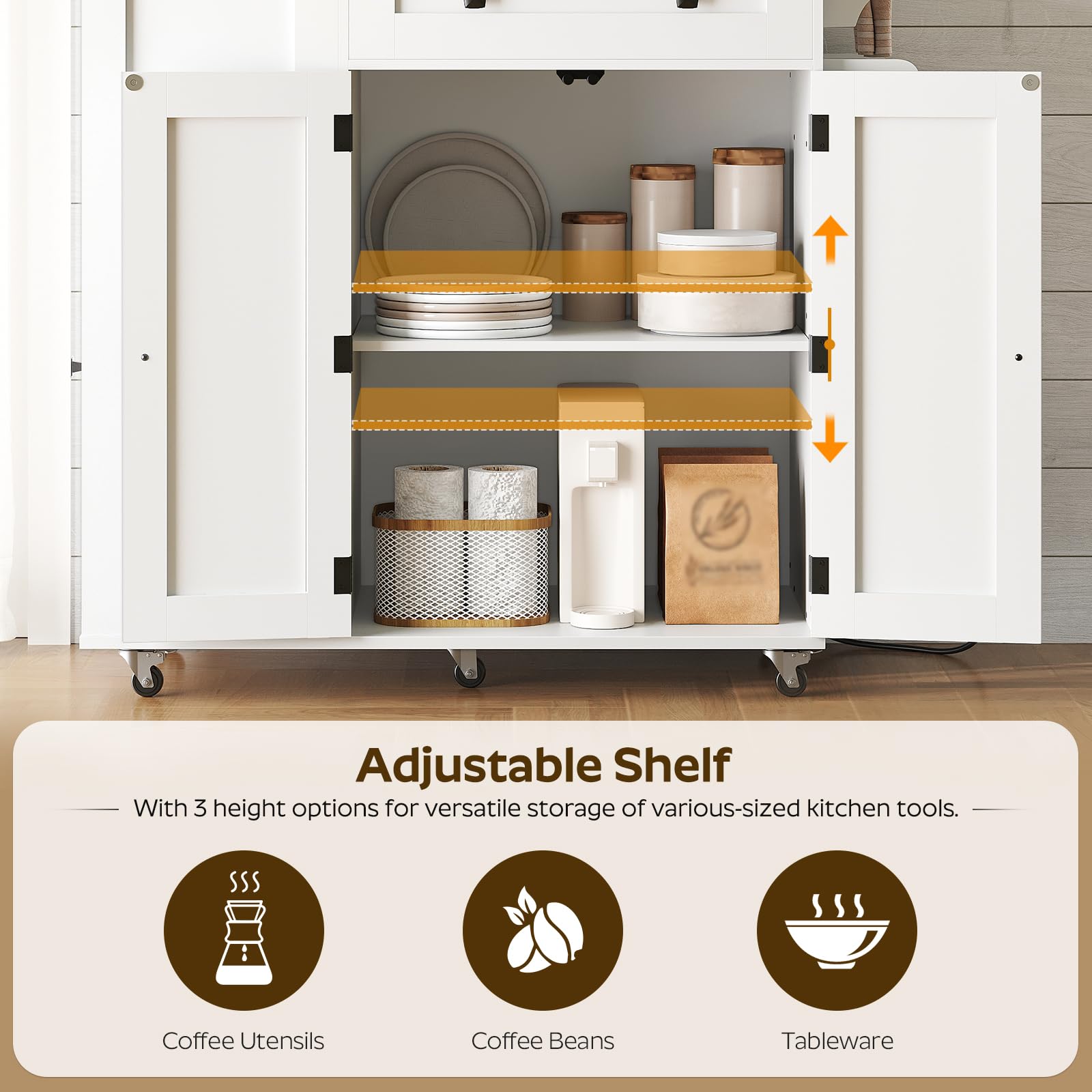 Kitchen Island with Storage on Wheels