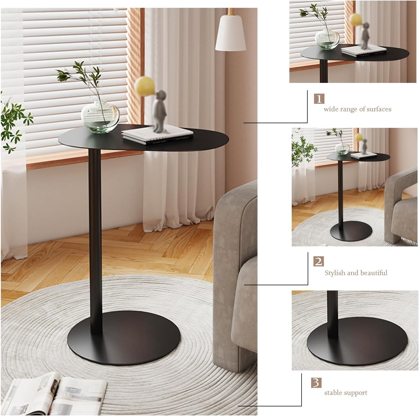 C-Shaped Metal Side Table