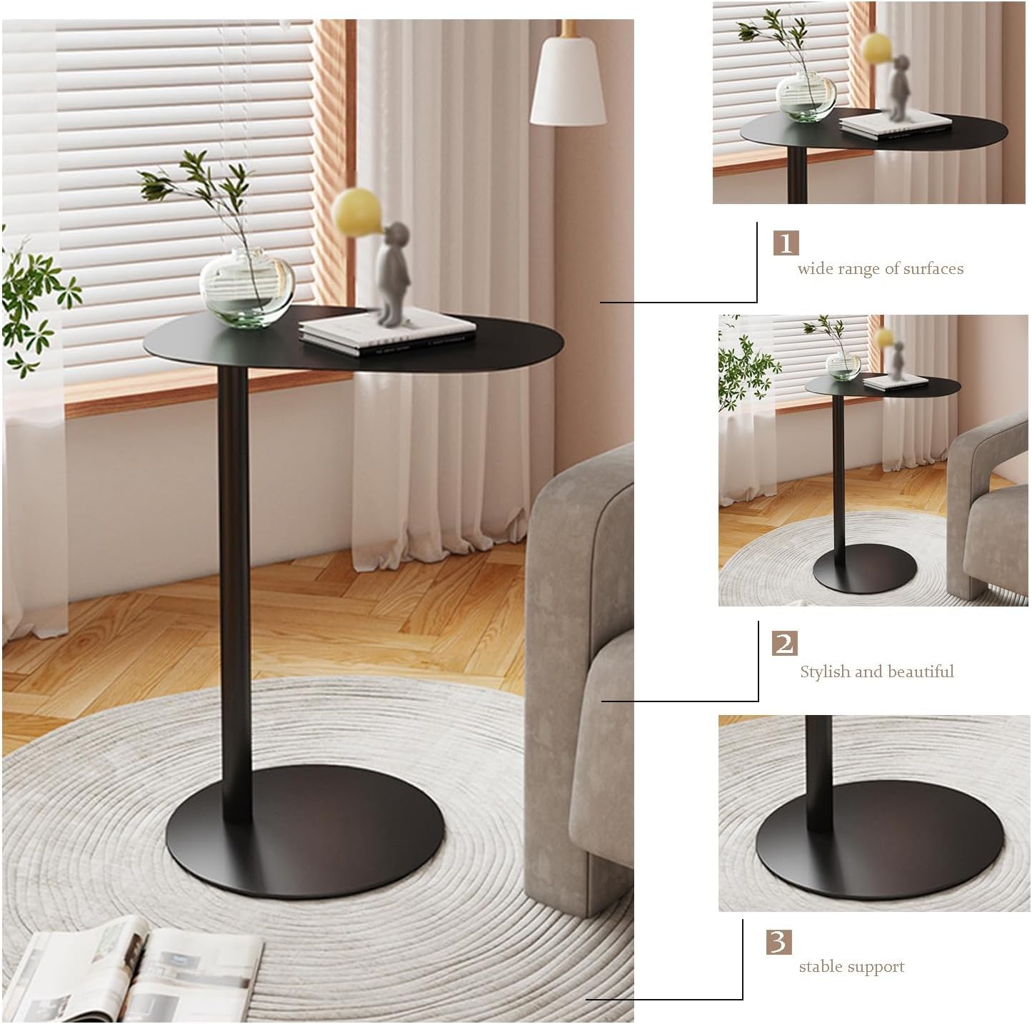 C-Shaped Metal Side Table