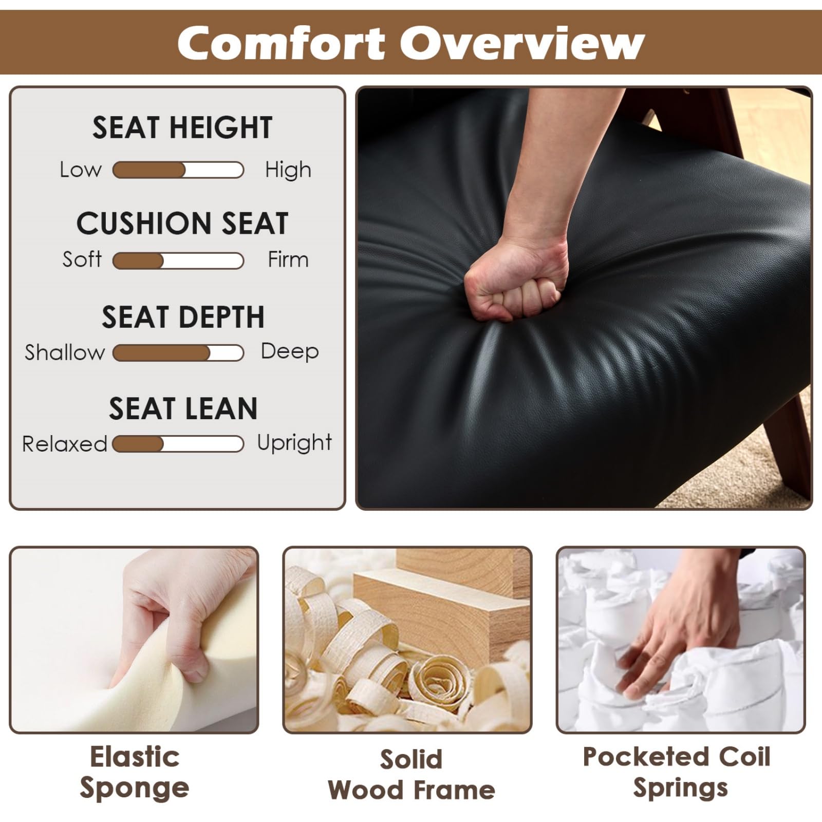 Black Leather Accent Chairs Set of 2