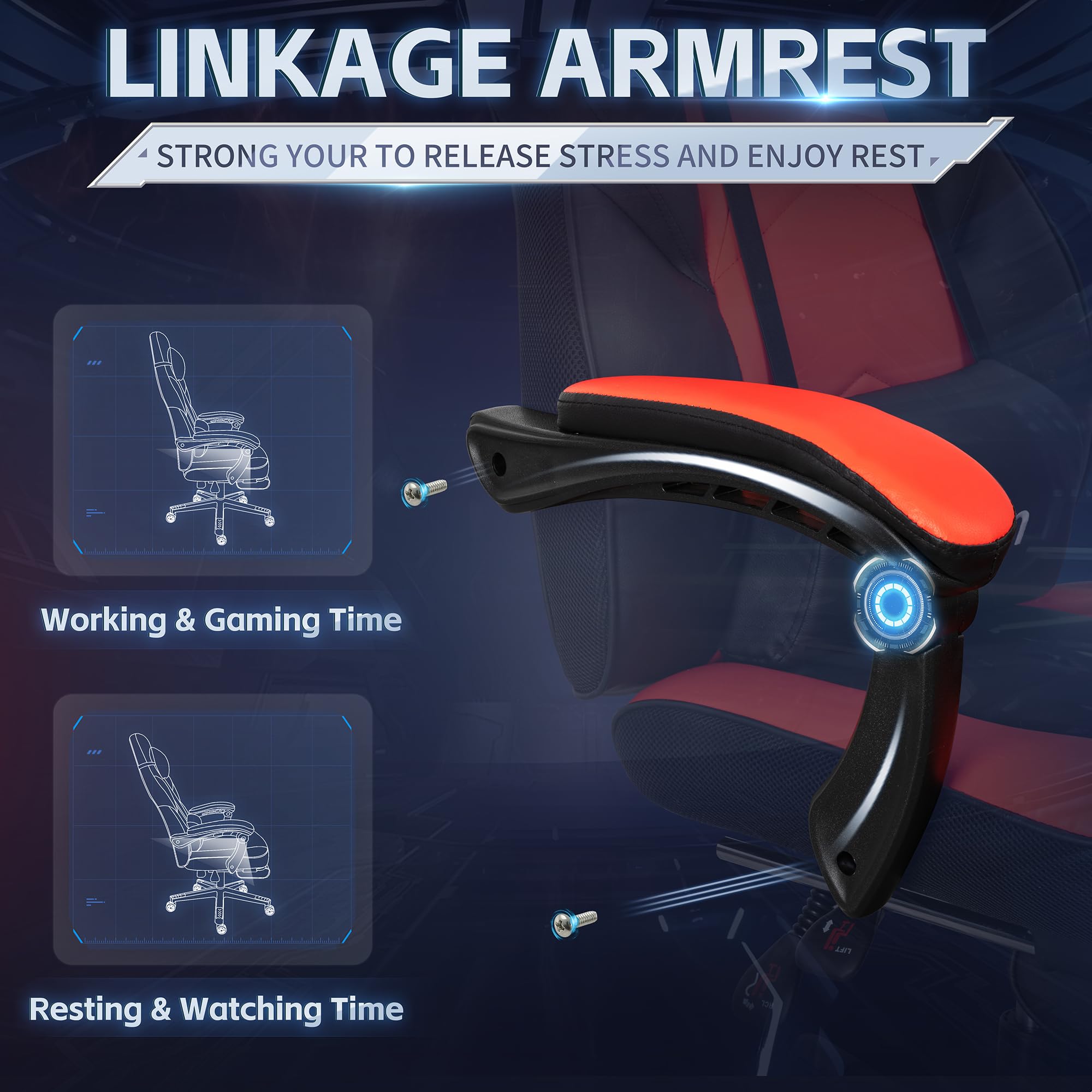 Ergonomic Gaming Chair with Footrest