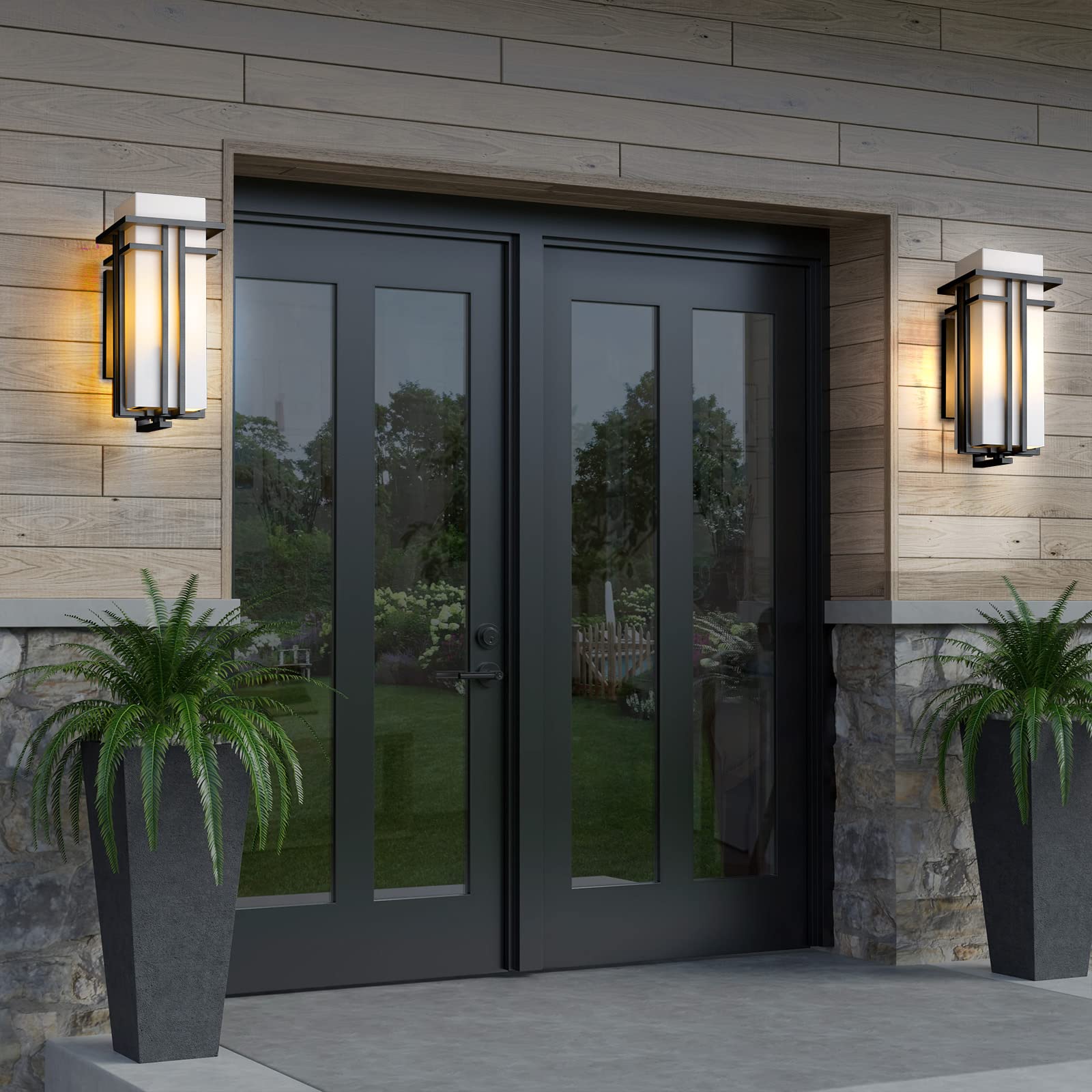 Modern Outdoor Wall Light Fixture with Frosted Glass