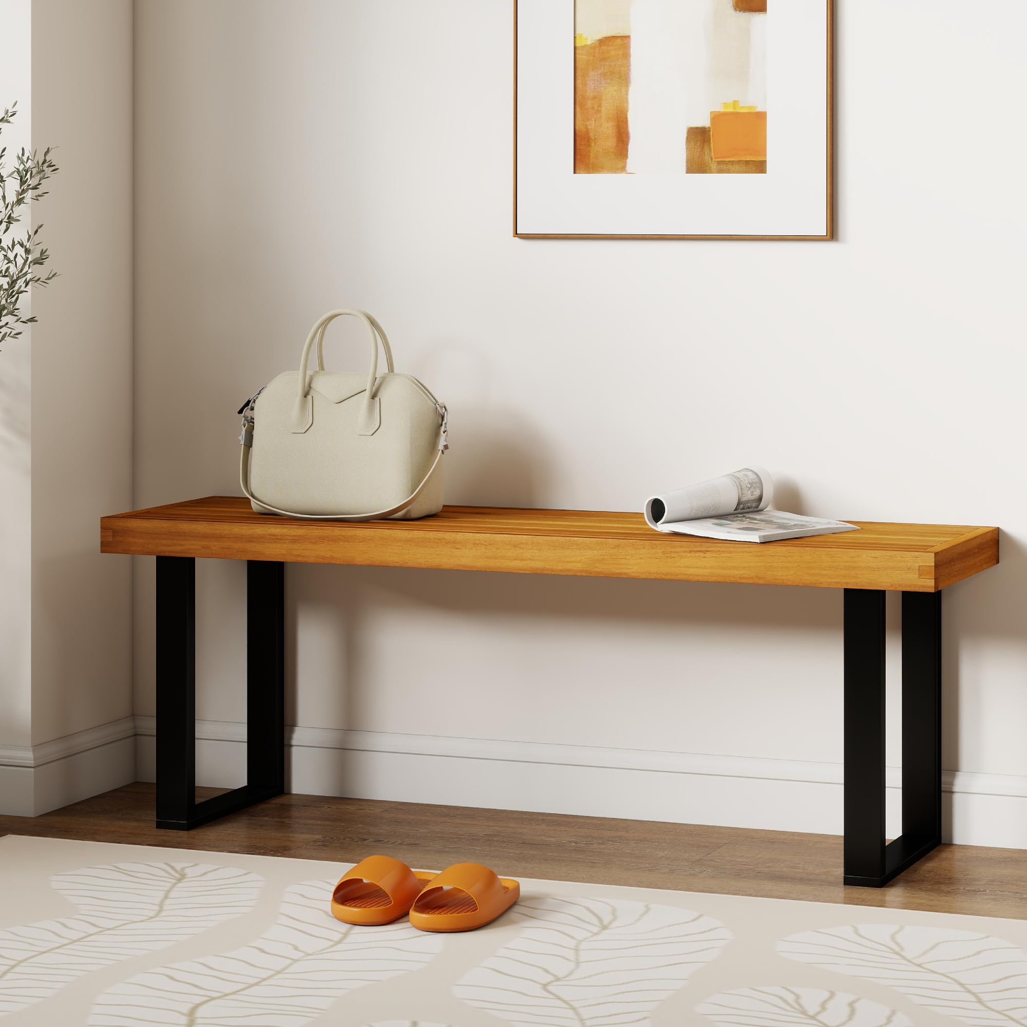 Acacia Wood Outdoor Dining Bench 48 Inch