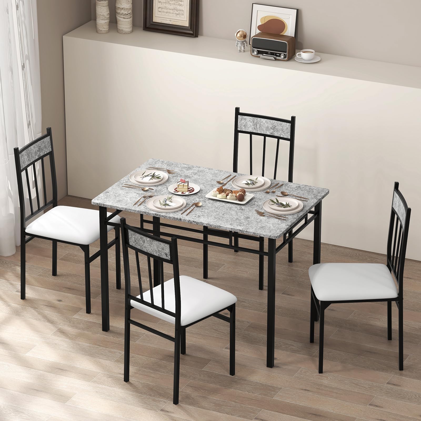 Faux Marble Dining Set for 4