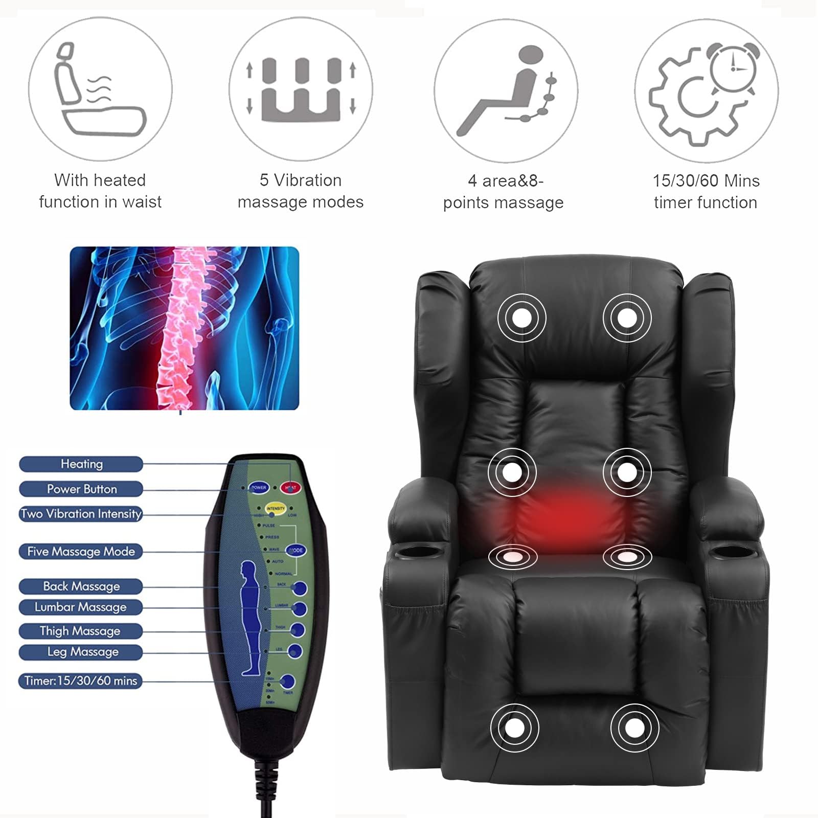 Electric Power Lift Recliner Chair with Dual Motor and USB Charging
