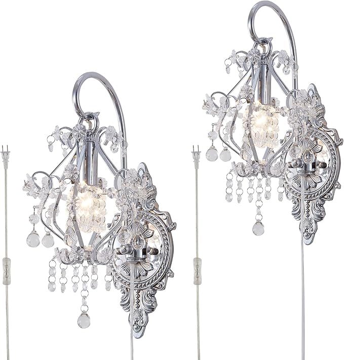 Gold Crystal Vintage Wall Sconces Set of 2
