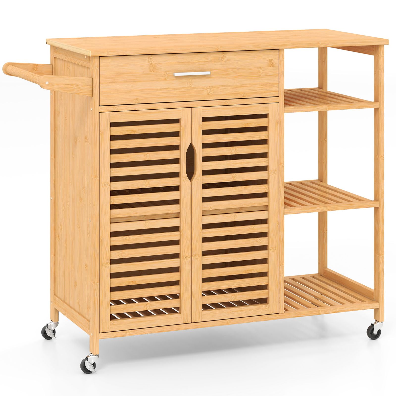 Bamboo Kitchen Island Cart with Storage