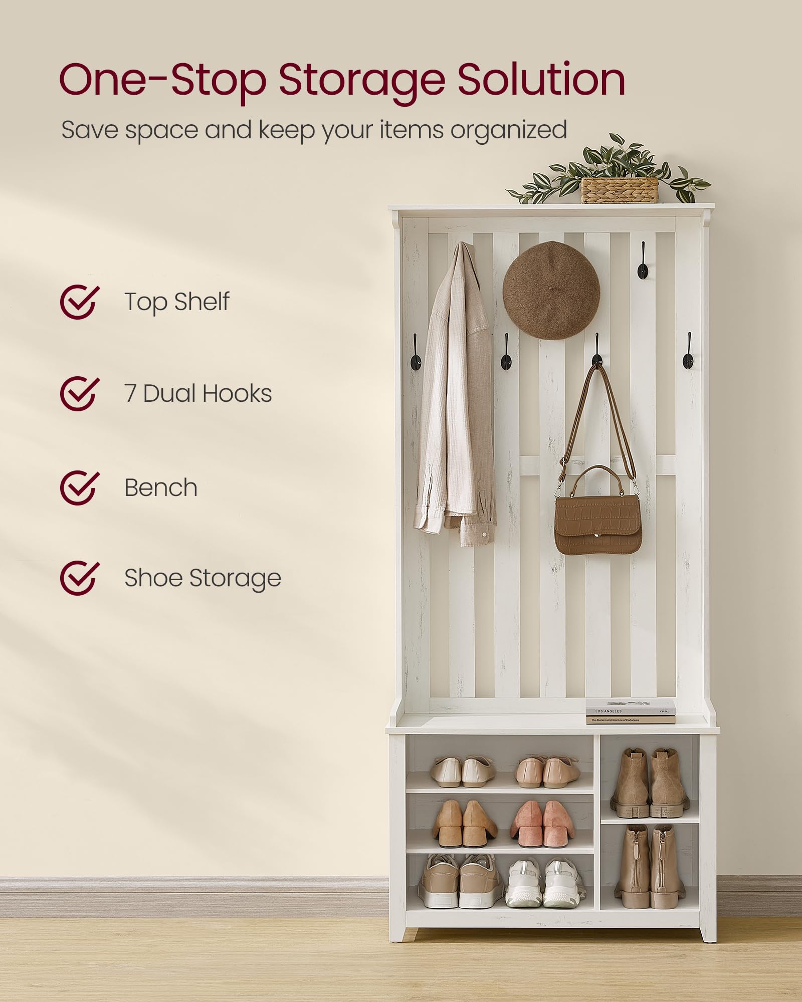 Hall Tree with Bench and Shoe Storage