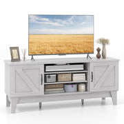 Farmhouse TV Stand for 65 Inch TVs with Barn Door Cabinets