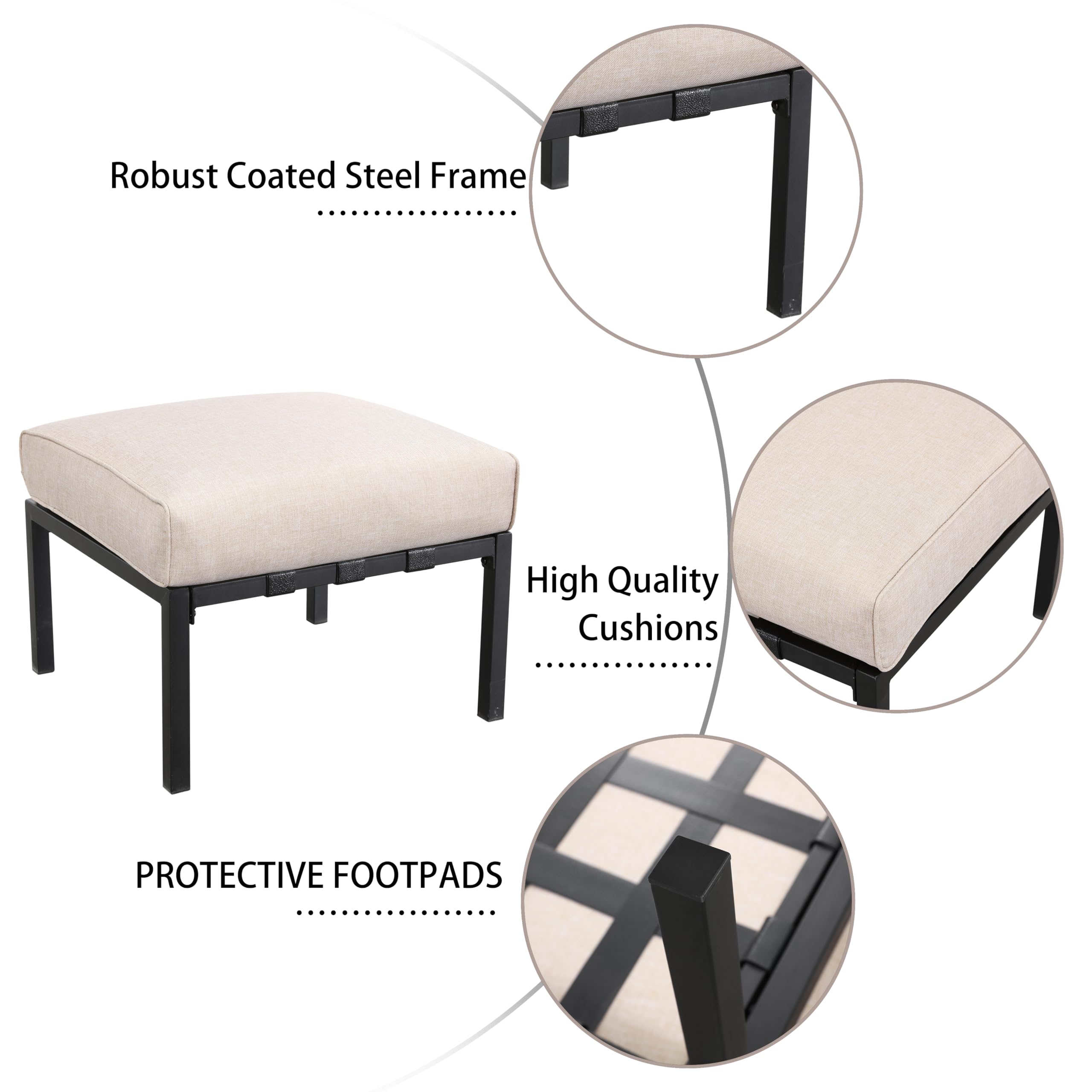Patio Ottoman Metal Outdoor Footstool