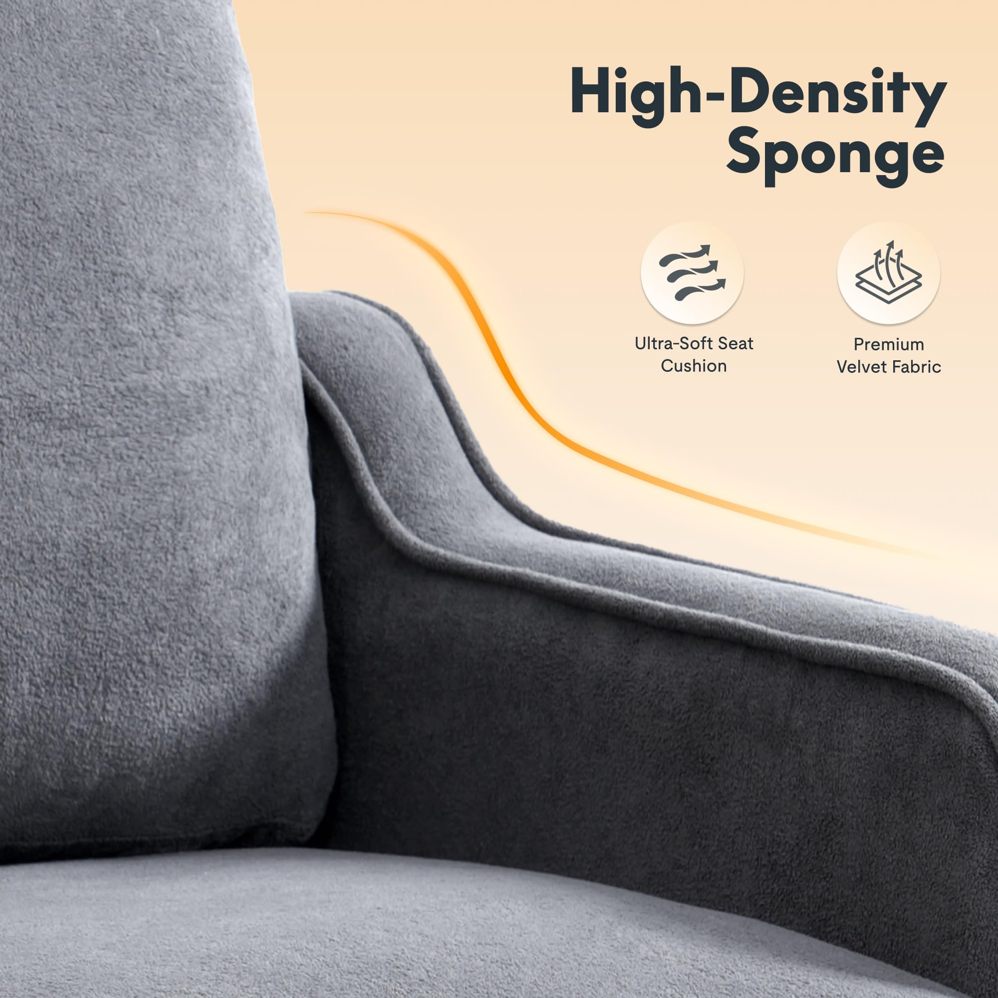 Mid-Century Modern Velvet Accent Chair Grey