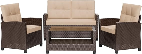 4 Piece Patio Conversation Set with Coffee Table