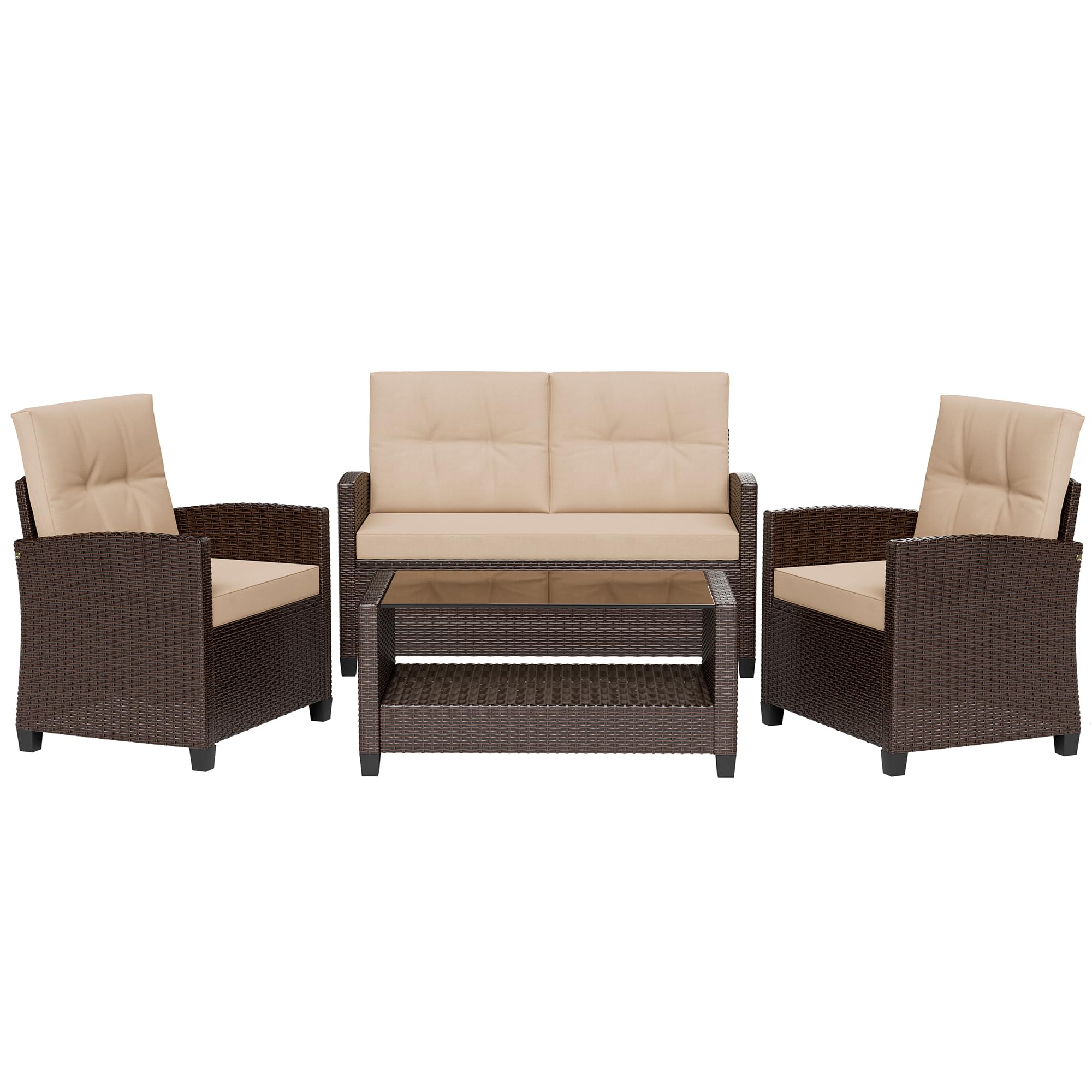 4 Piece Patio Conversation Set with Coffee Table