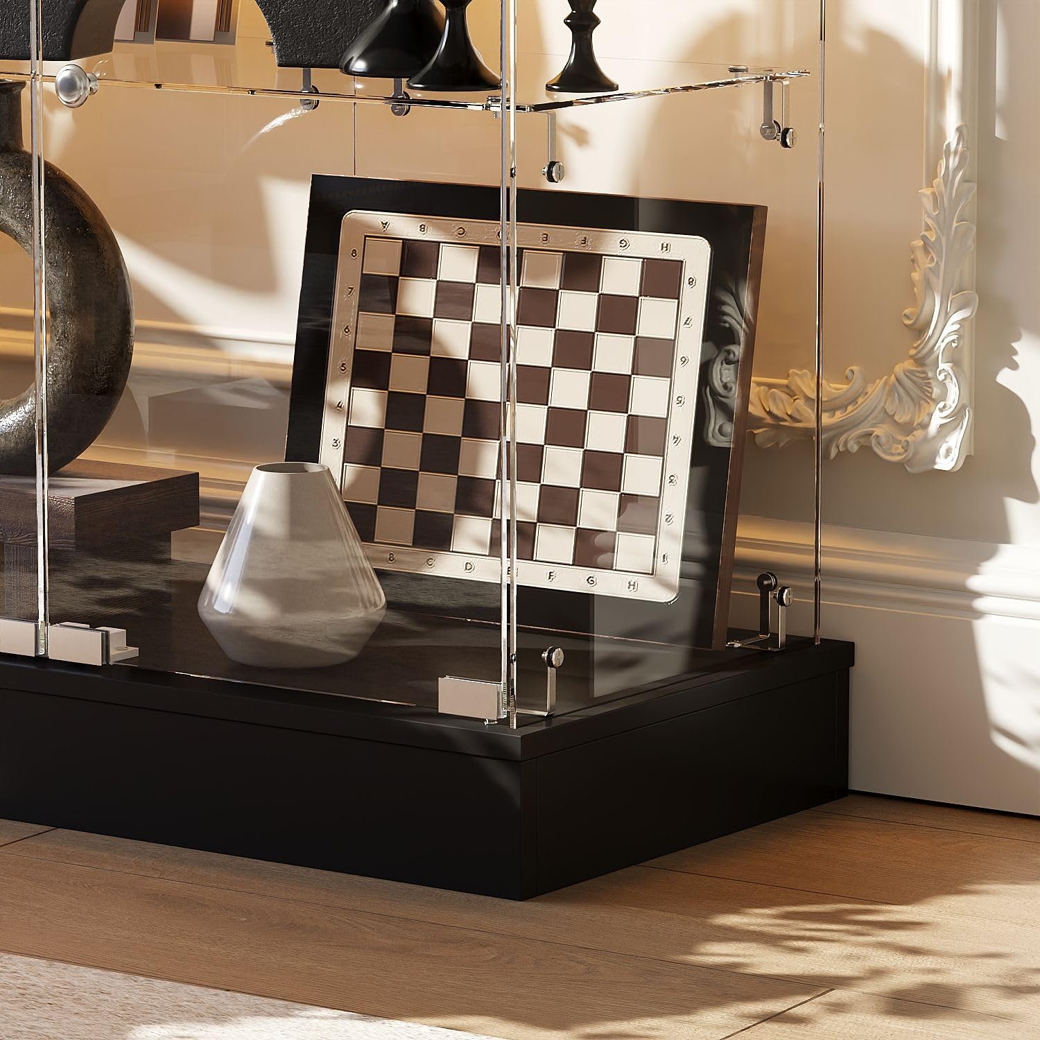 Short Glass Display Cabinet with Adjustable LED Light