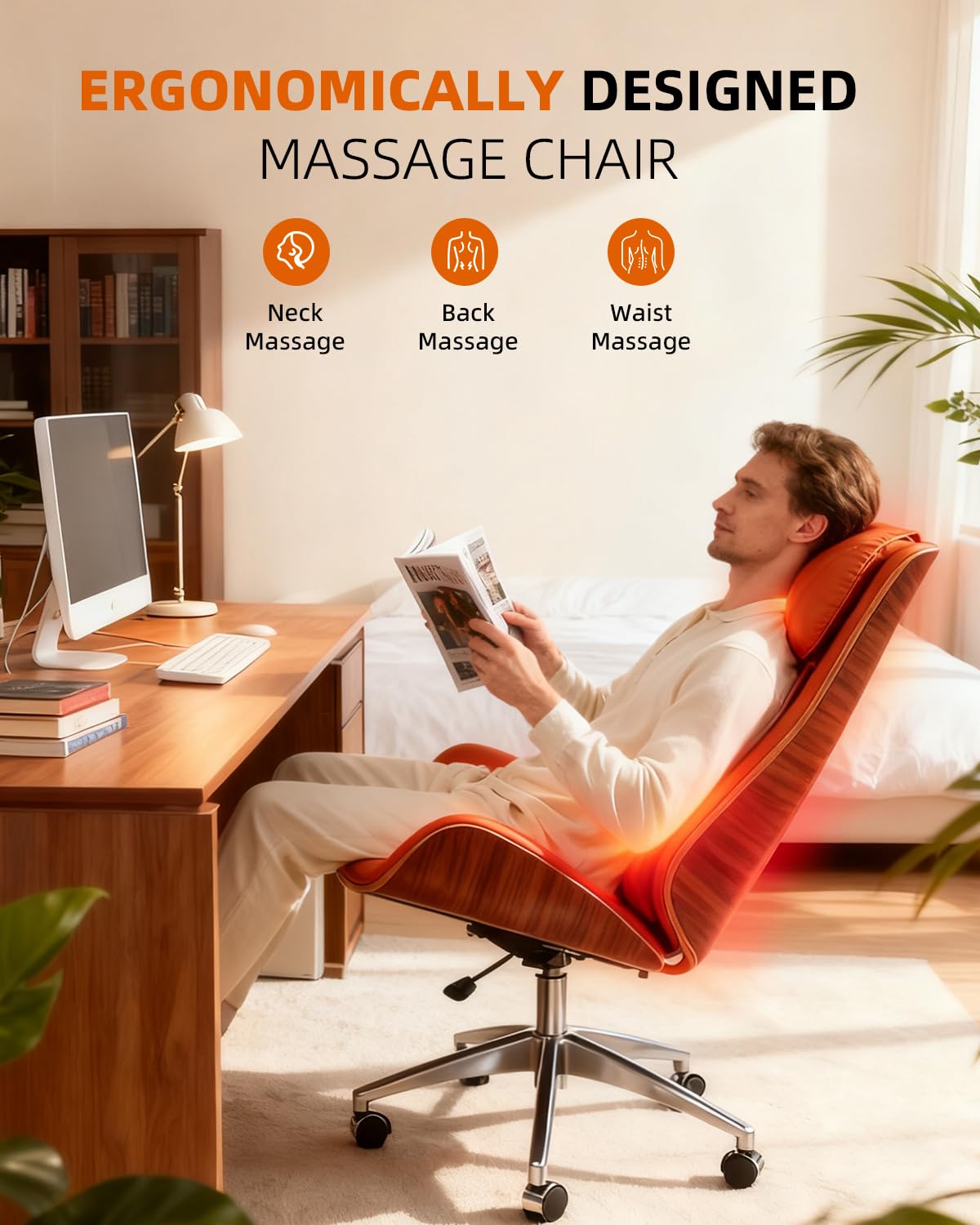 Ergonomic Massage Office Chair with Adjustable Backrest