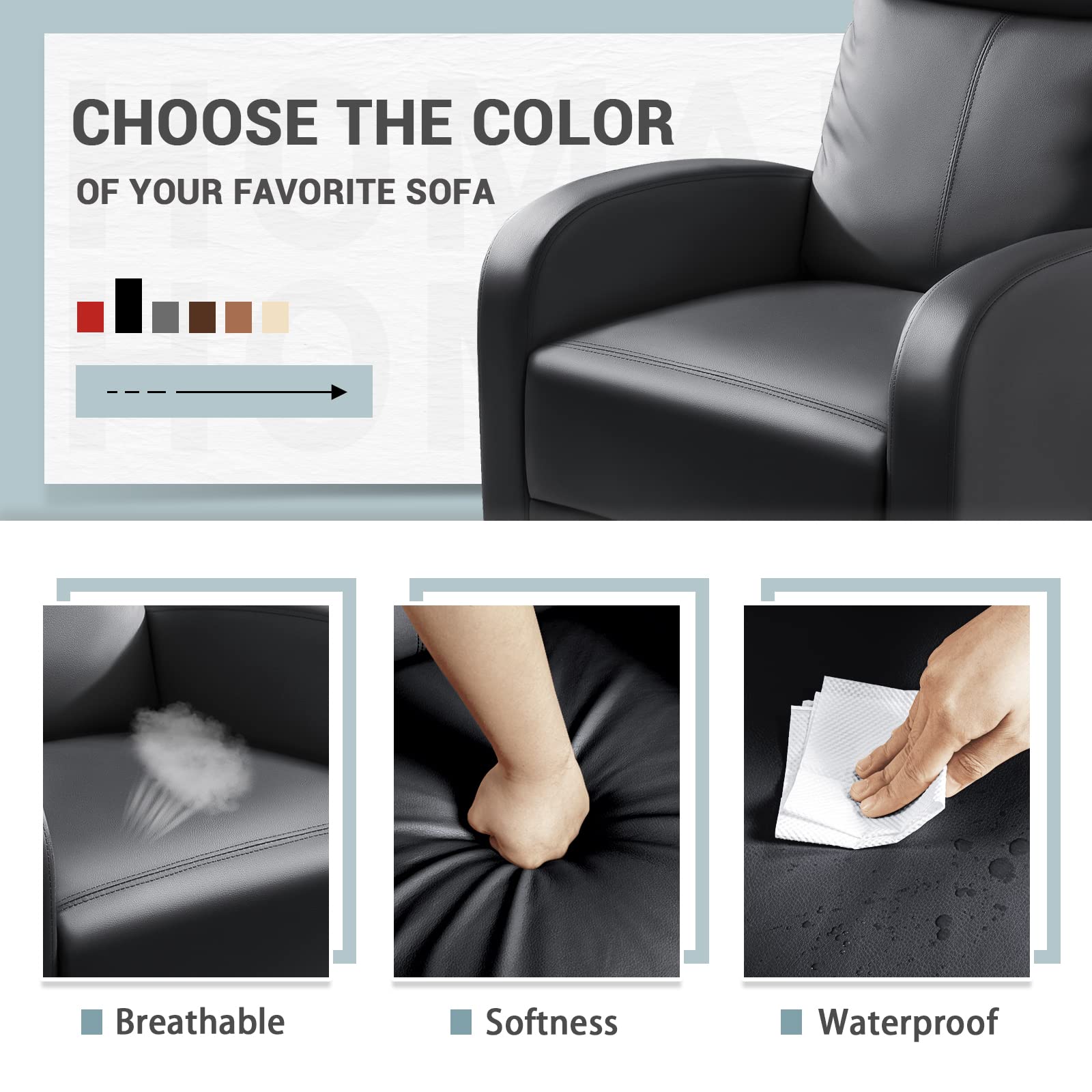 Modern Recliner Chair with Adjustable Backrest and Footrest