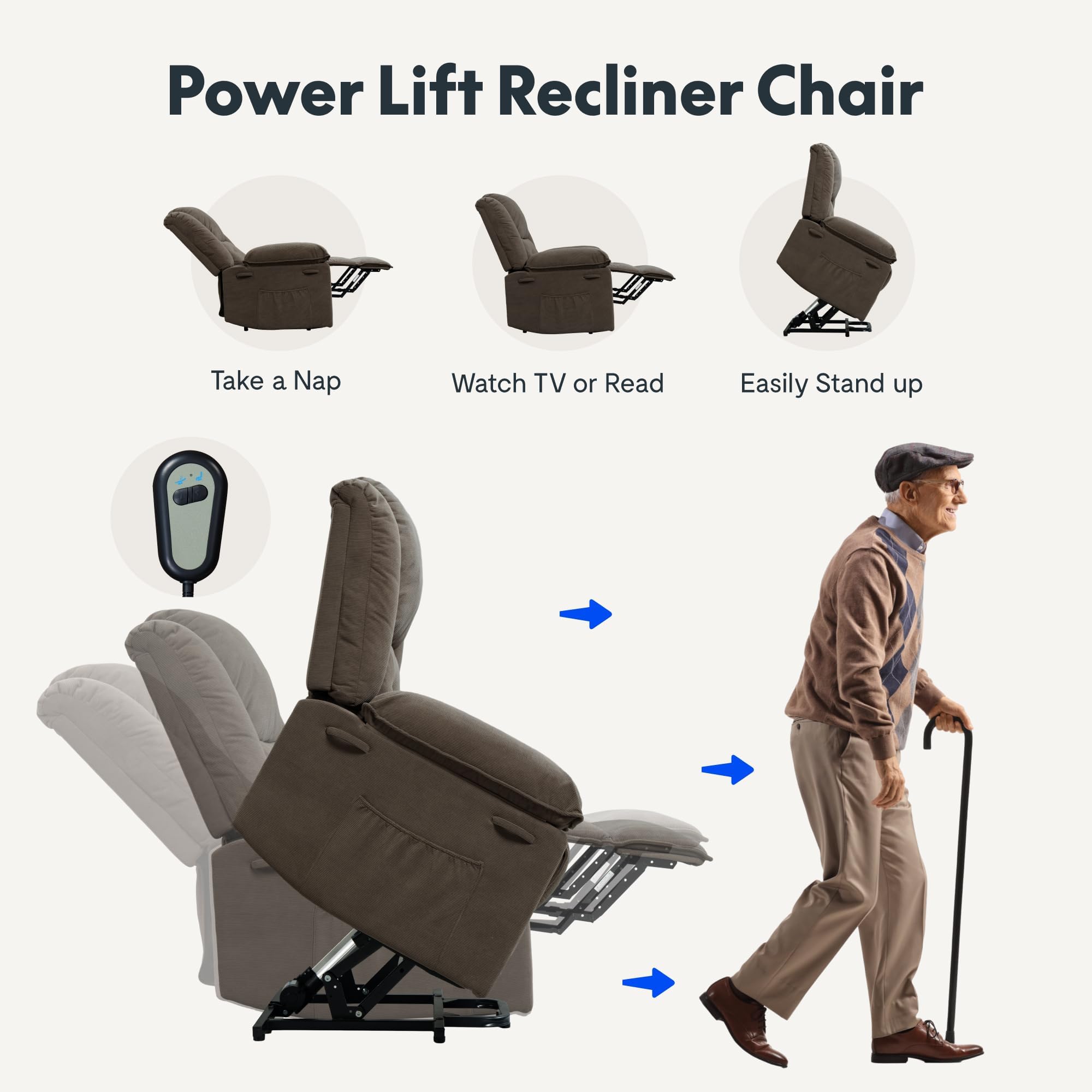 Electric Power Lift Recliner Chair with Massage and Heat