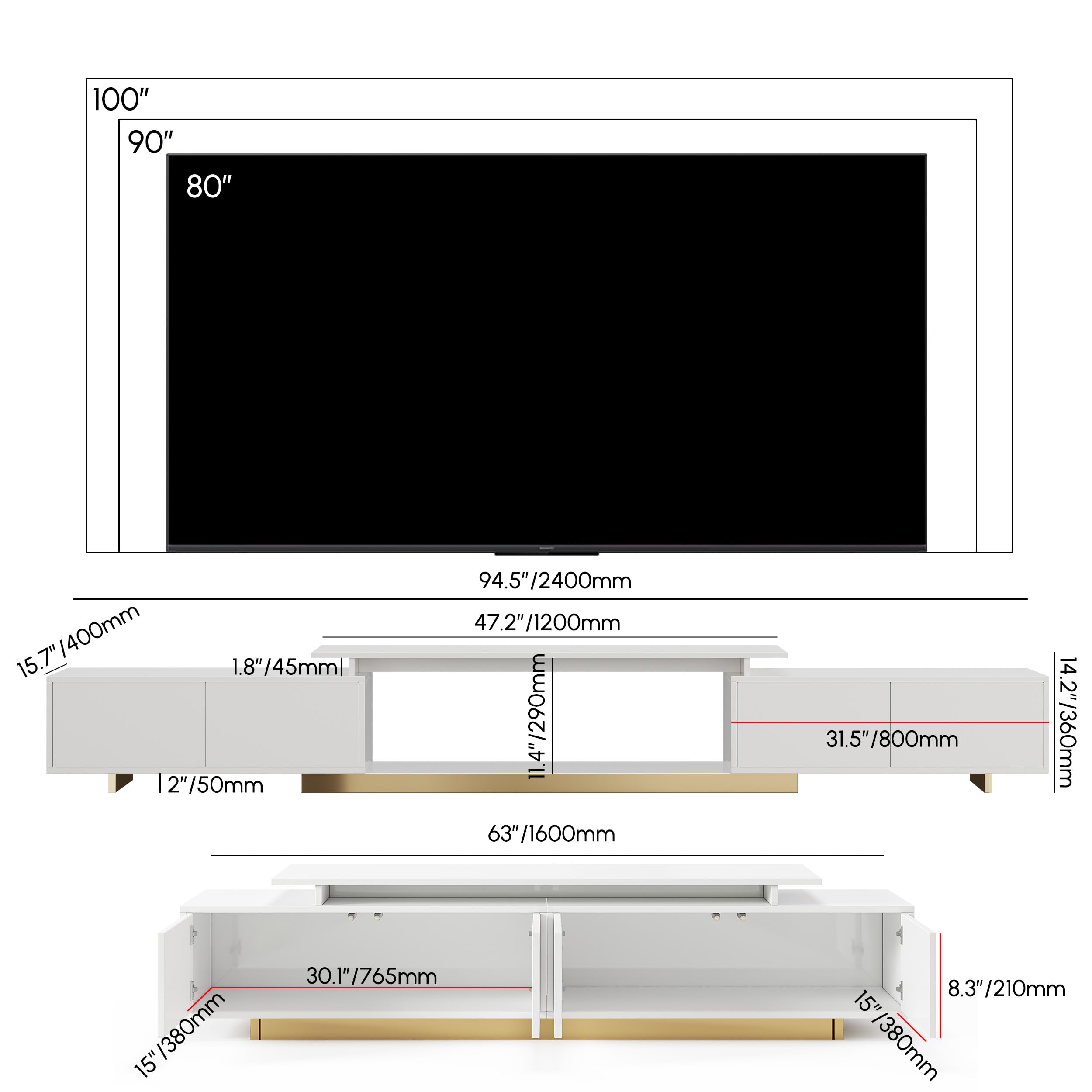 Extendable TV Stand with Drawers
