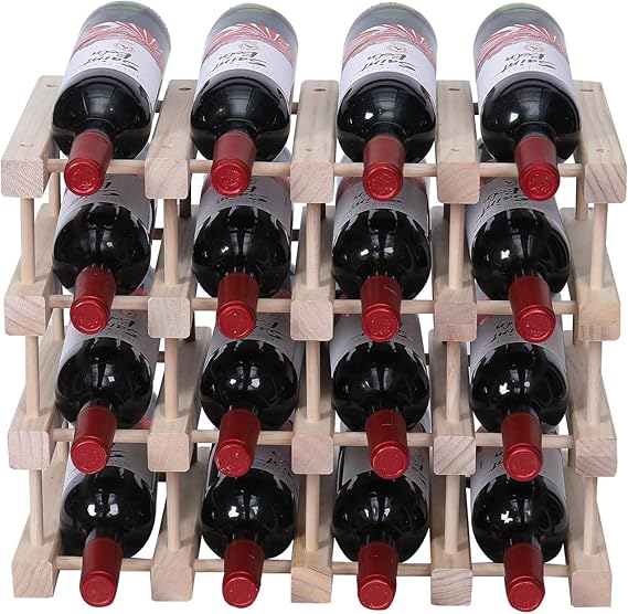 16-Bottle Pine Wood Wine Rack