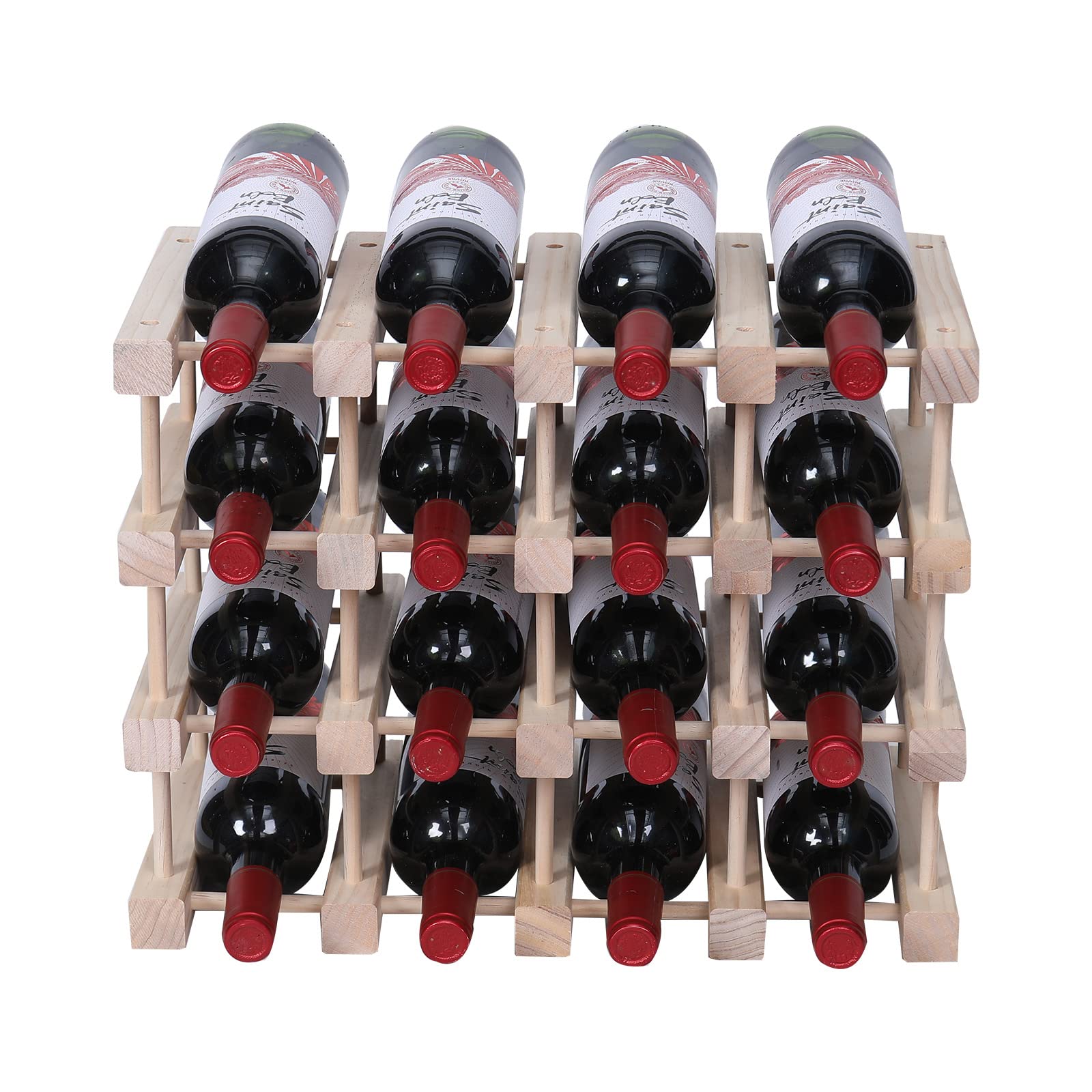16-Bottle Pine Wood Wine Rack