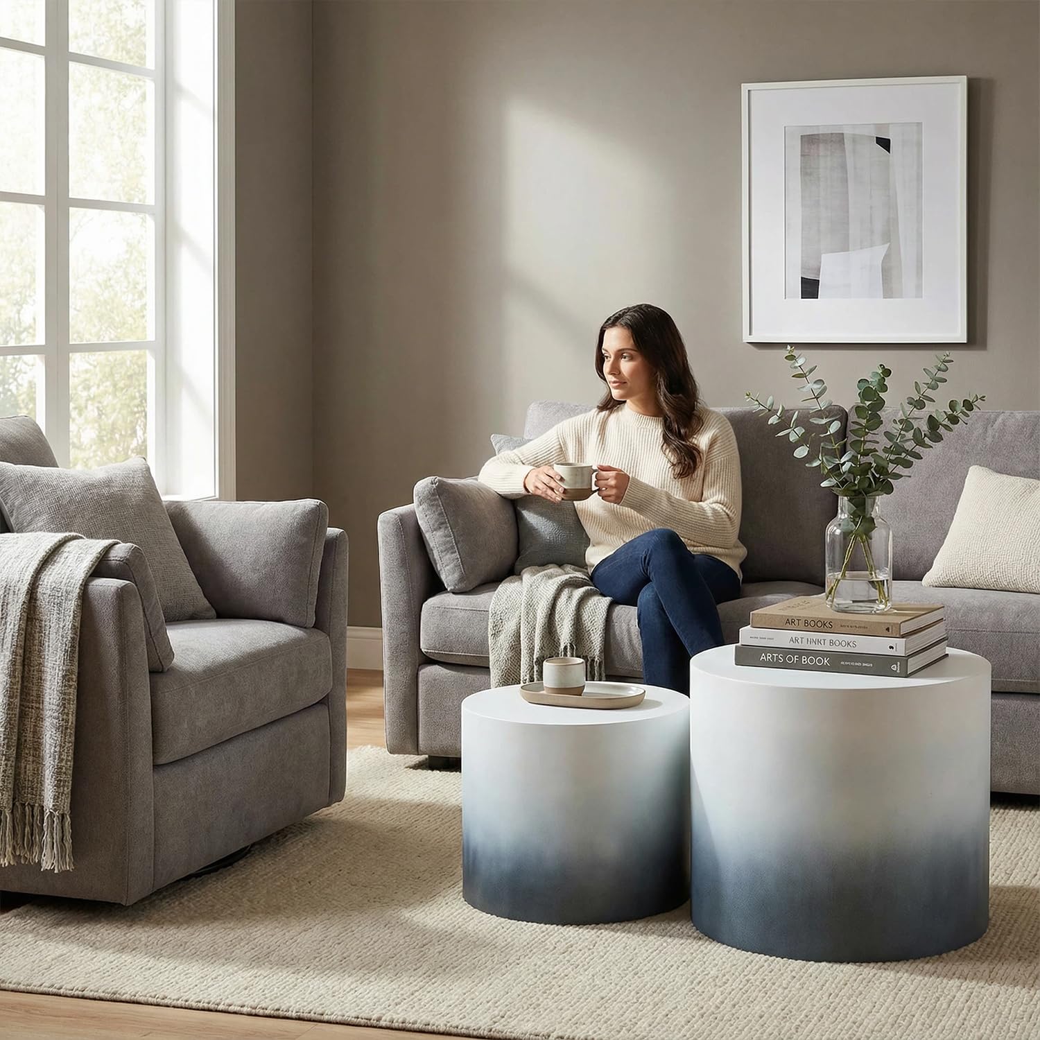 Round Nesting Coffee Table Set of 2