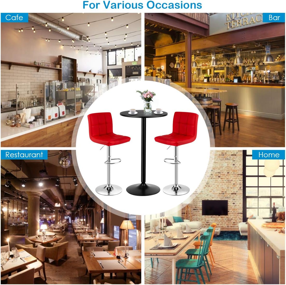 3-Piece Bar Table Set with Adjustable Swivel Chairs