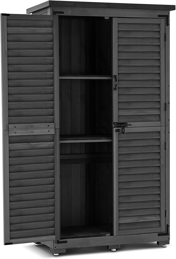 Outdoor Storage Cabinet with Lockers 63 Inches Tall