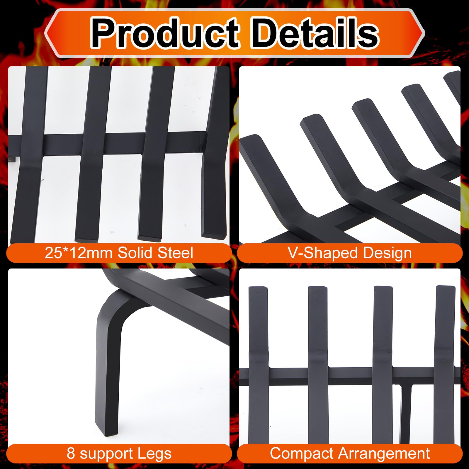 36 Inch Heavy Duty Fireplace Grate