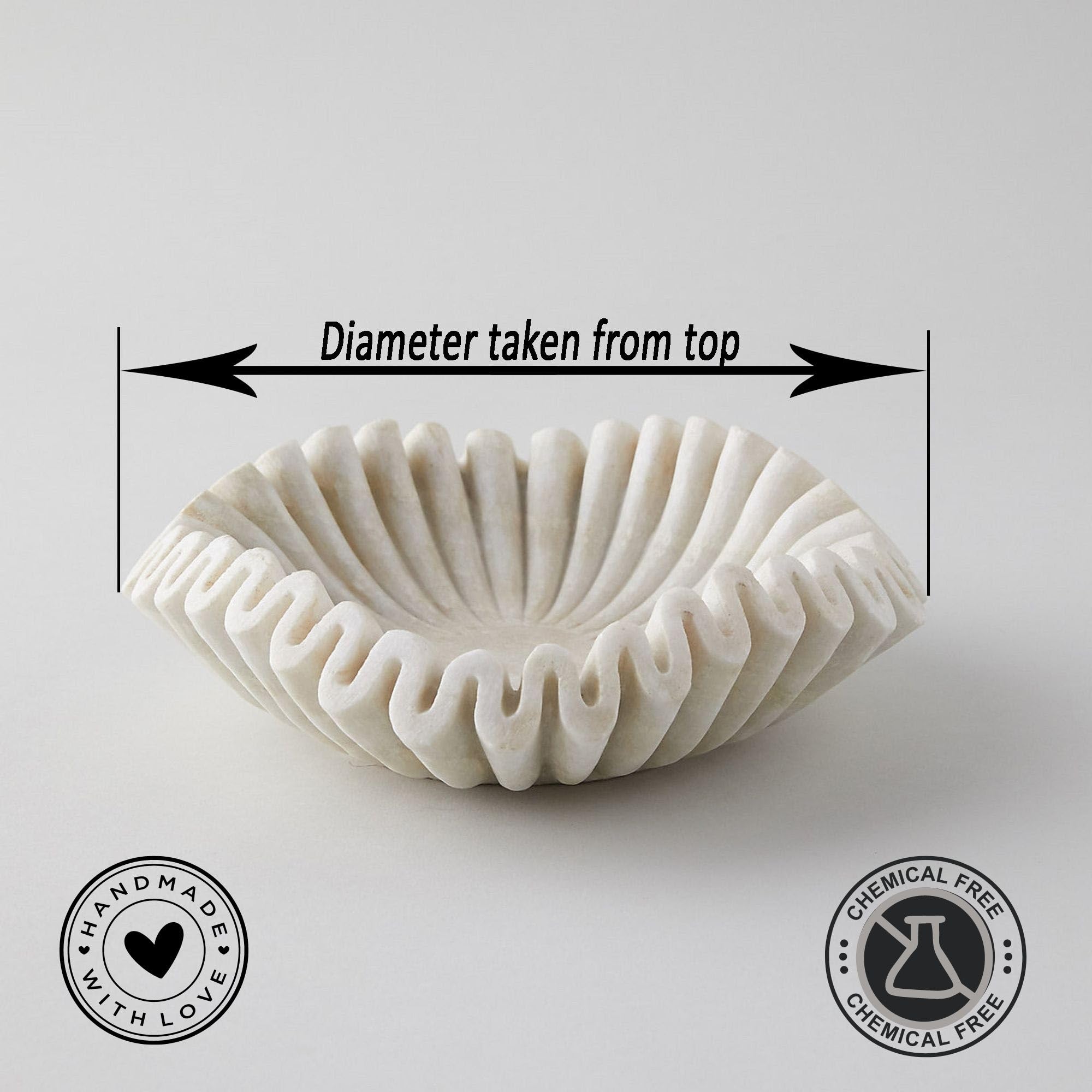 Handmade Marble Bowl Set - 2 Piece Round Fruit Bowl