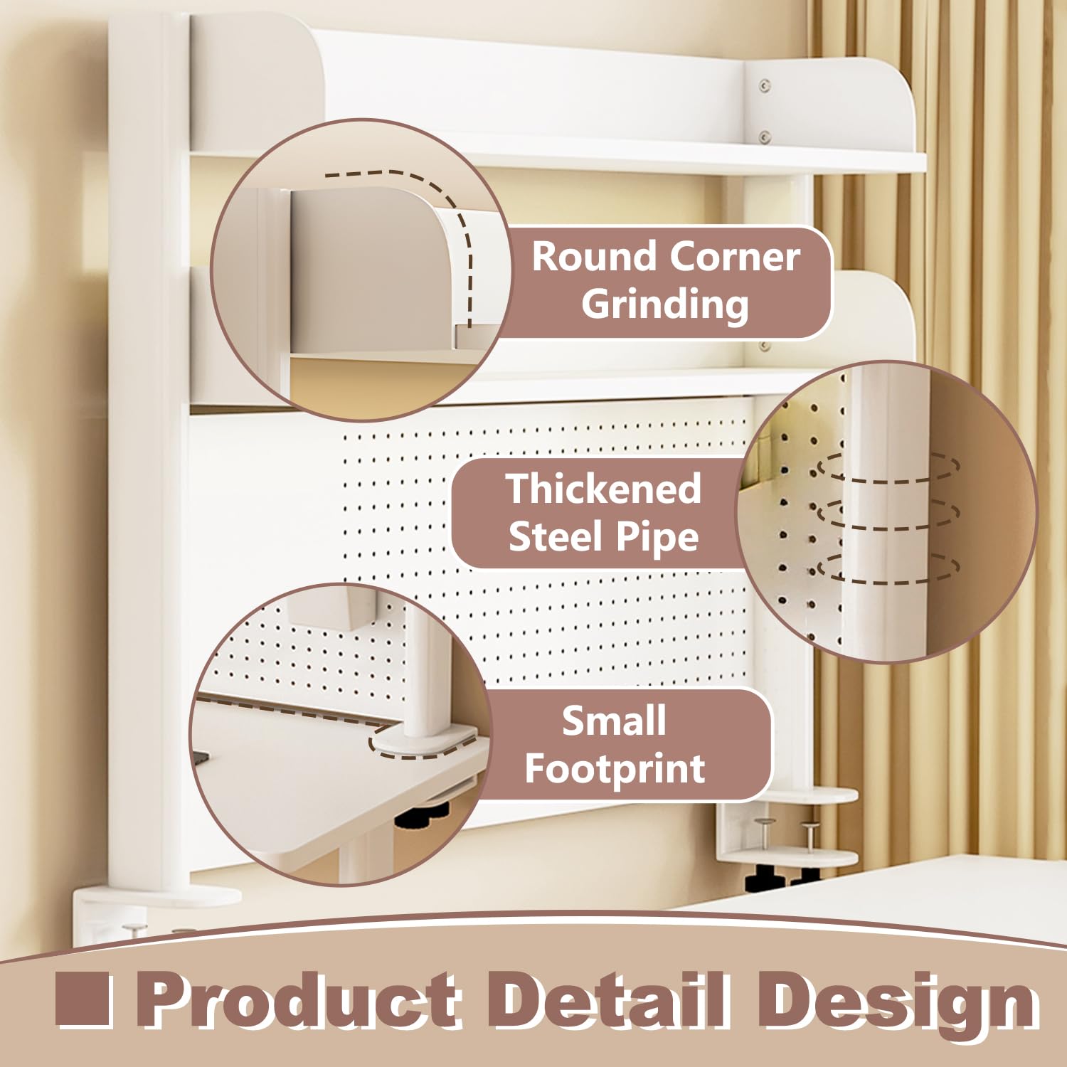 Clamp On Desk Organizer Shelf with Pegboard