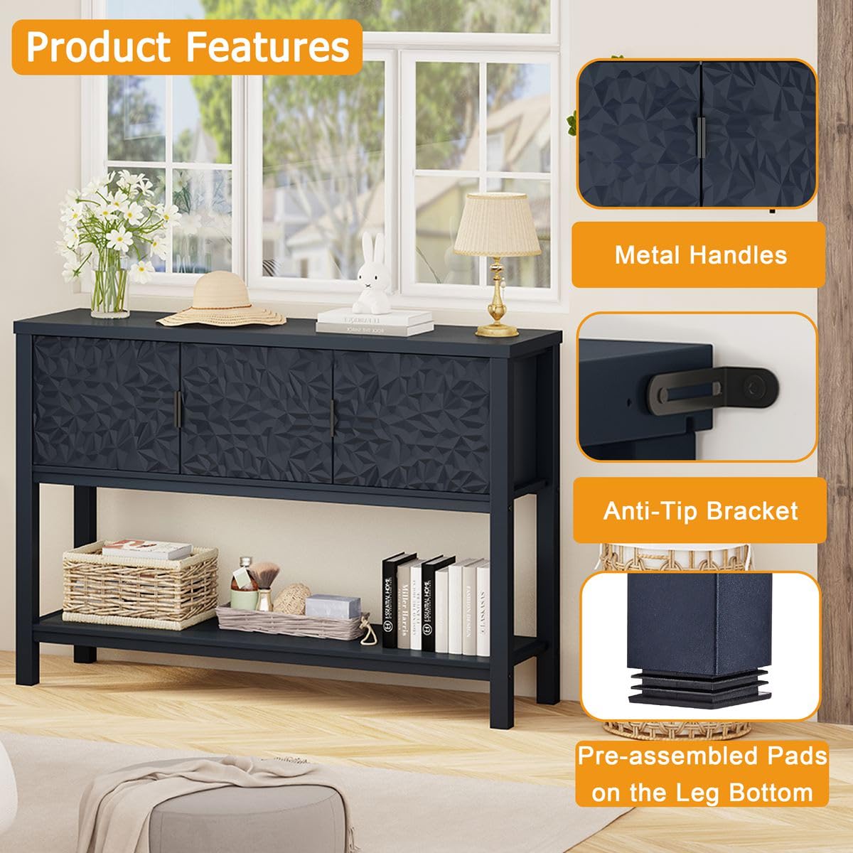 Console Table for Entryway with Storage Shelf