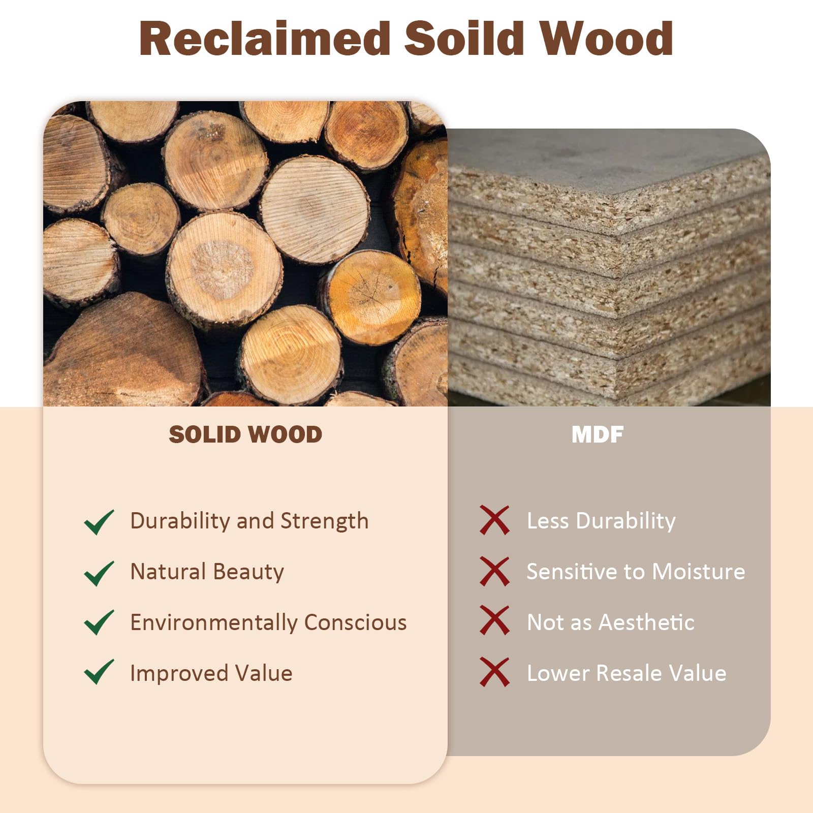 Reclaimed Solid Wood Bench 55" Farmhouse Entryway