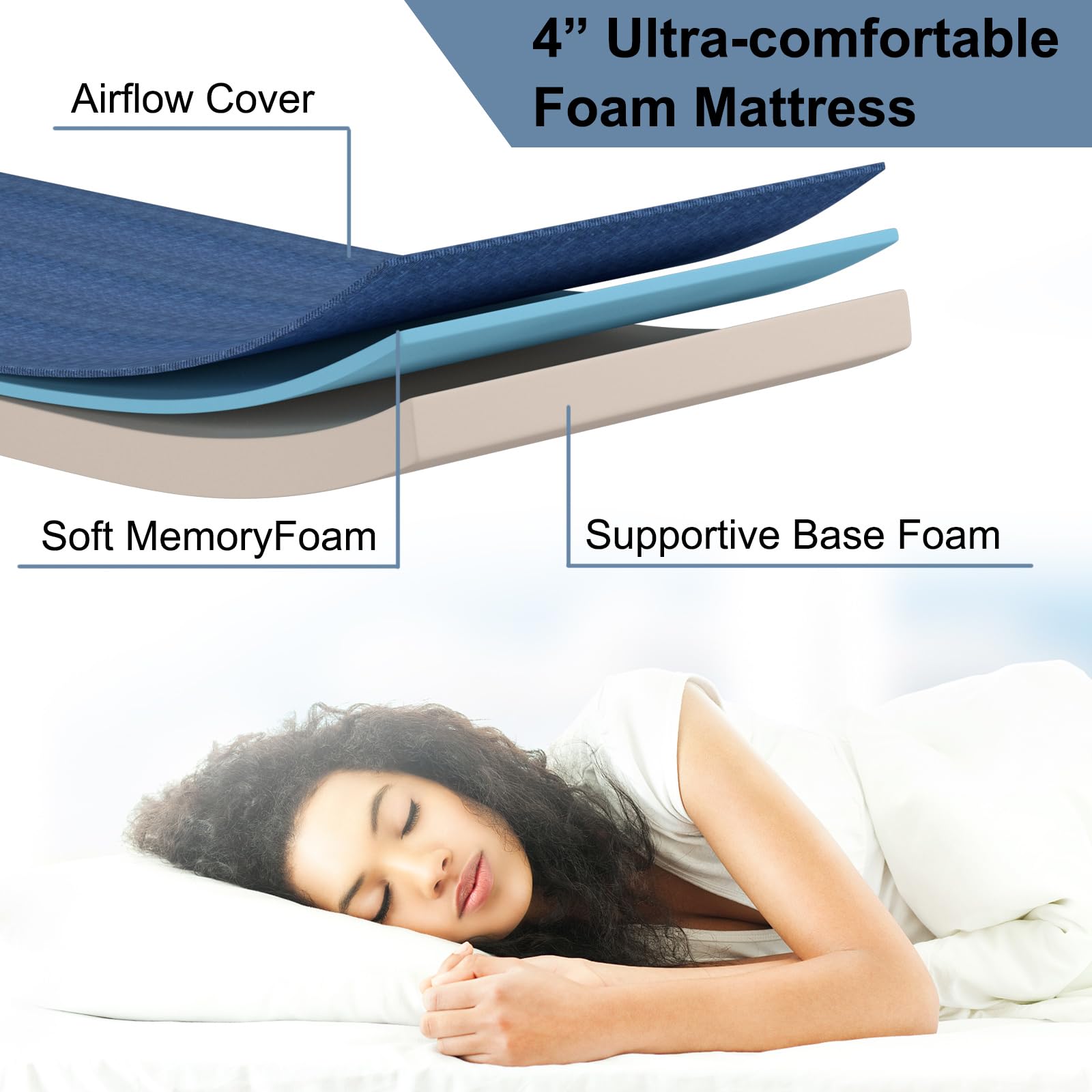 Folding Guest Bed with Memory Foam Mattress