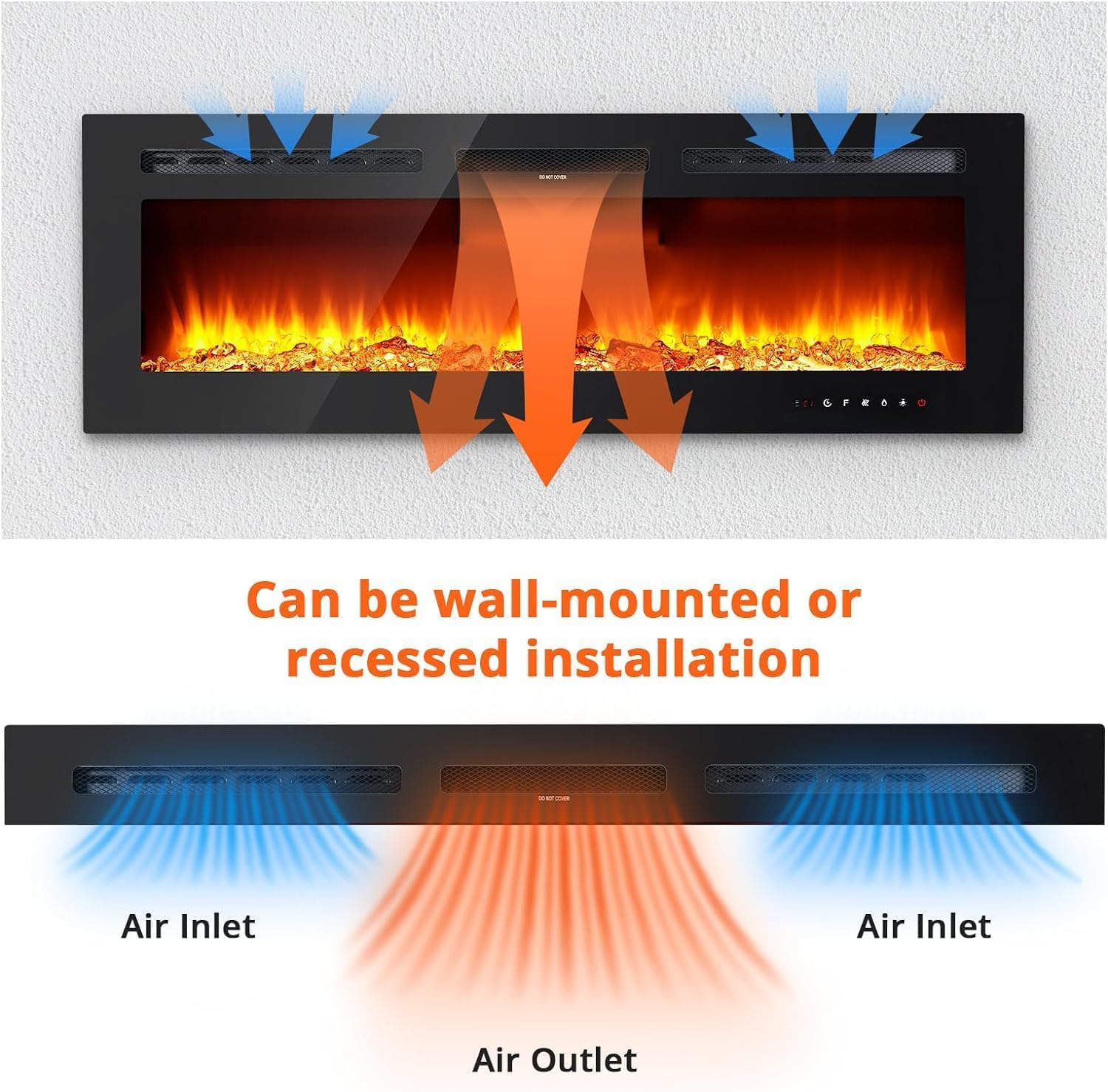 60 Inch Wall-Mounted Electric Fireplace