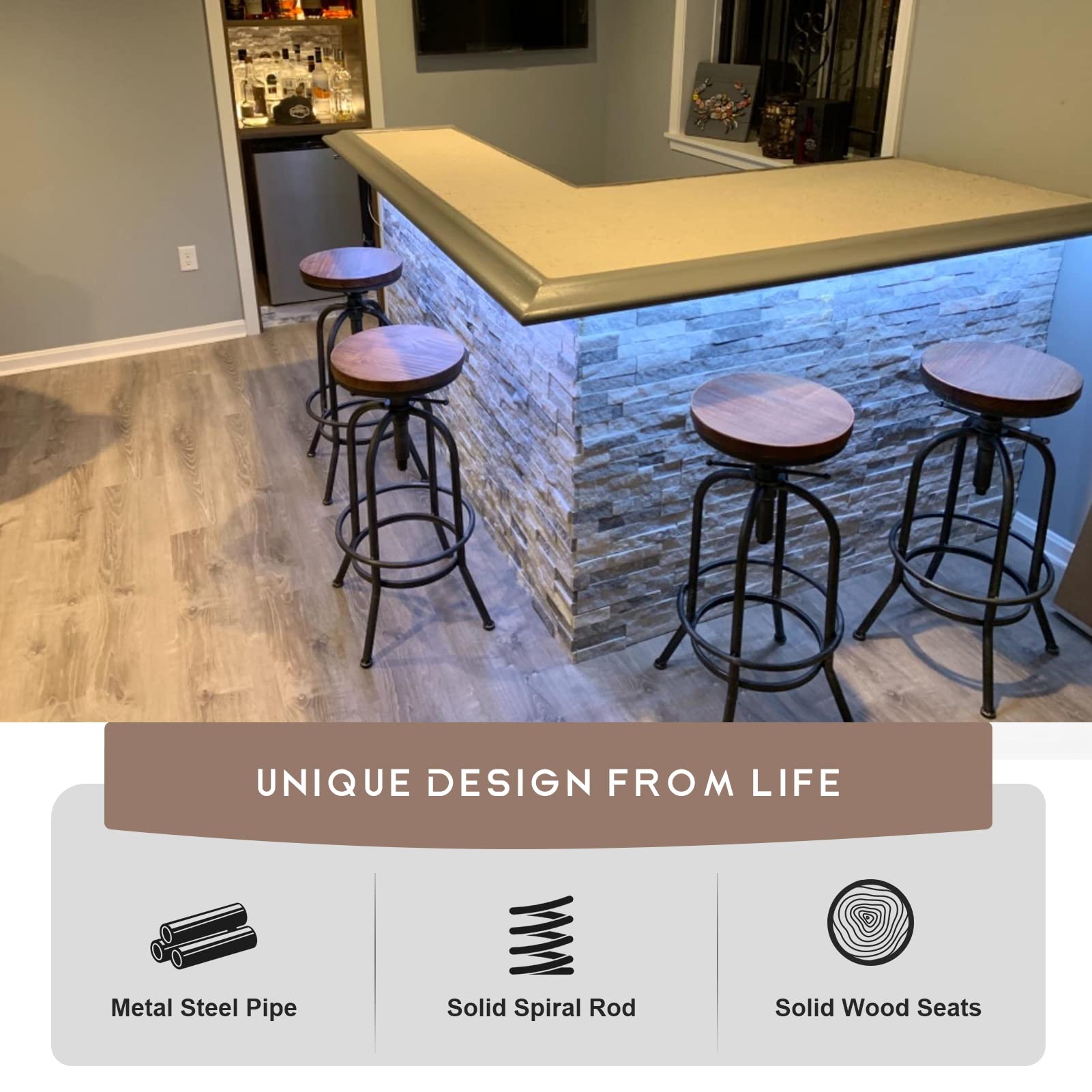 Adjustable Swivel Bar Stool Set of 2
